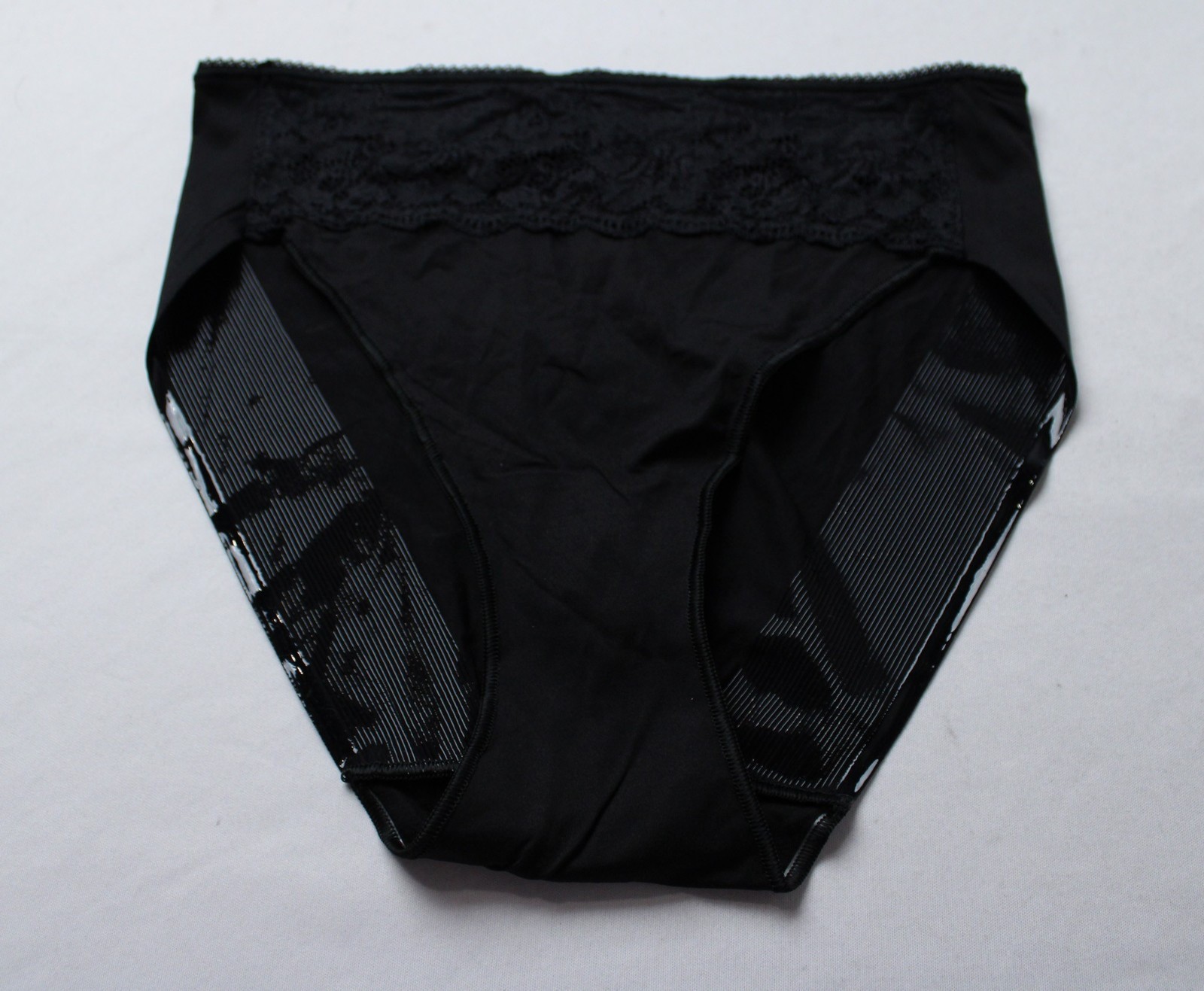 Soma Women’s Cotton Blend High-Leg Panty With Lace DH3 Black Medium New