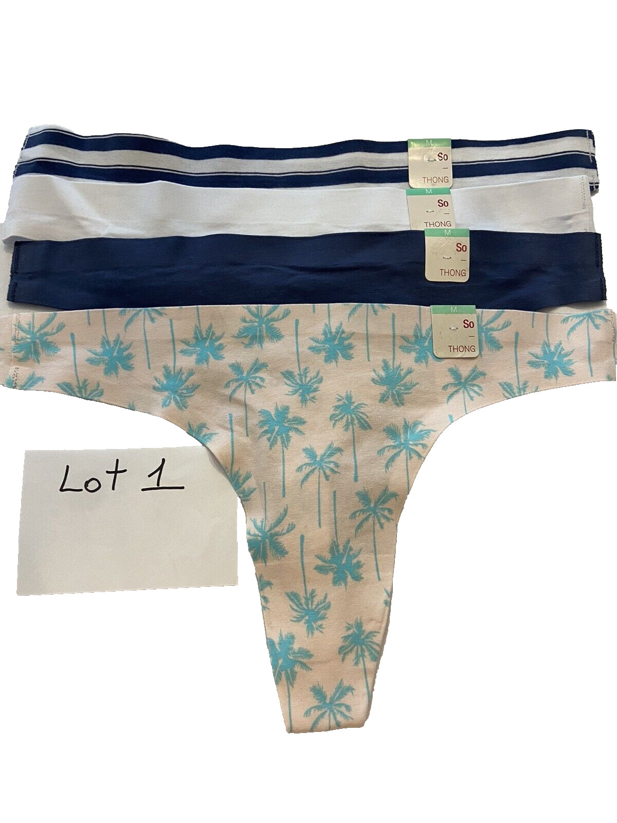 Lot #1 of 4 pc.Juniors’ SO Bonded Cotton Thong Panty SO83-005 Multi Color Sz.M