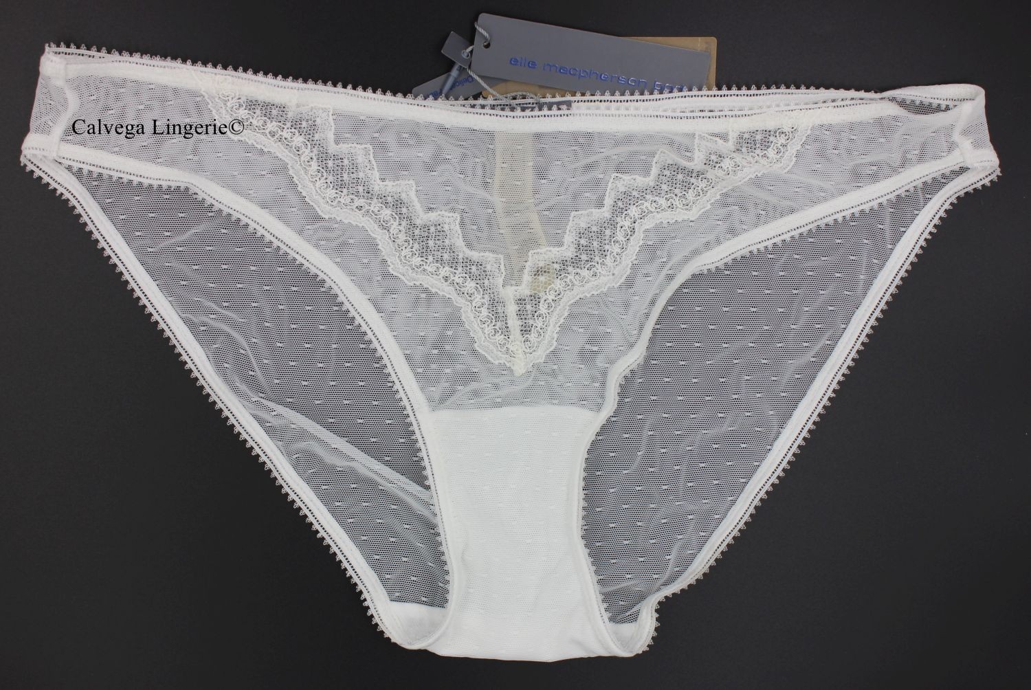 NWT Elle Macpherson 149973 “Pure” Mesh / Lace Bikini, White, Bridal, L