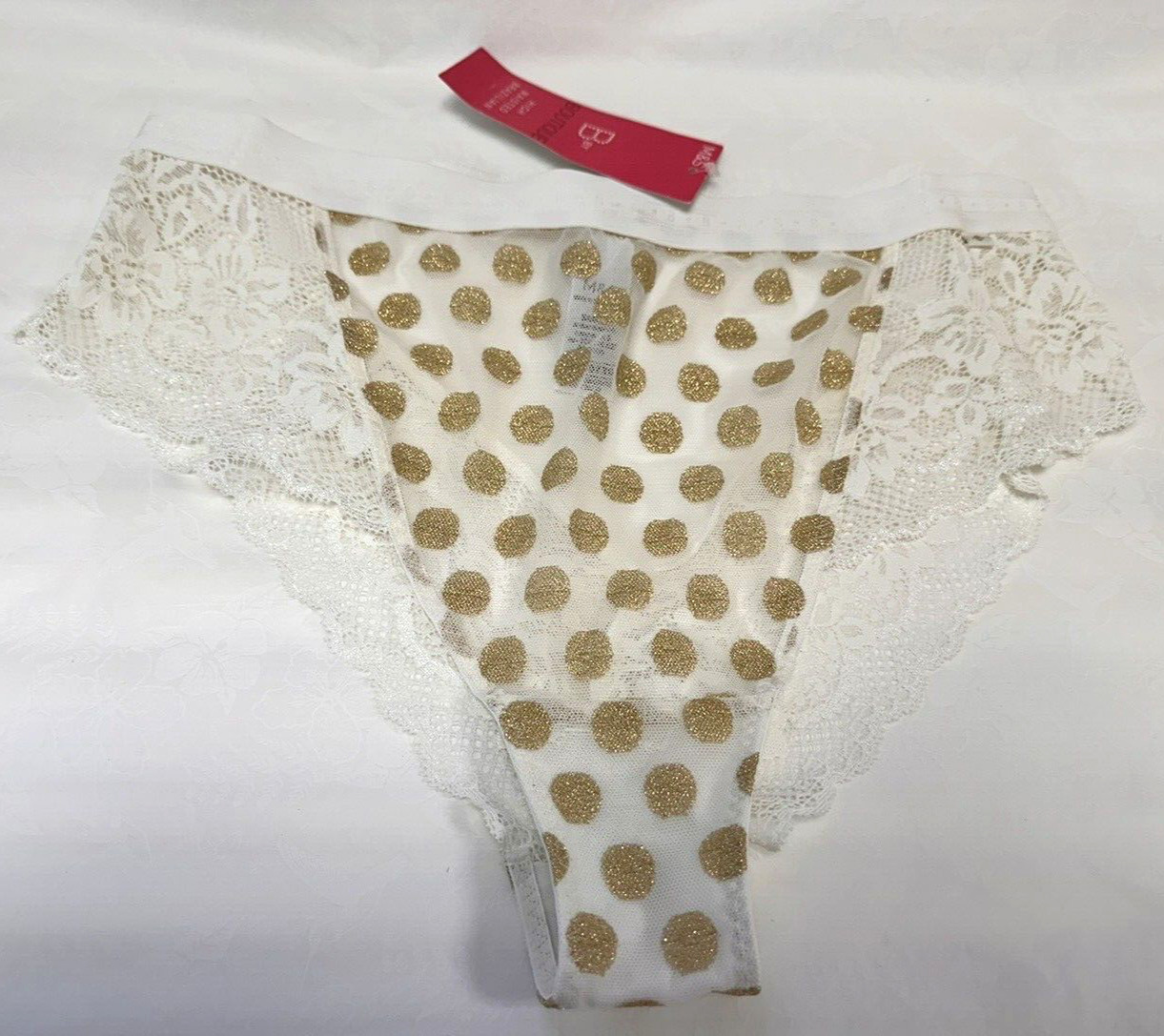 NEW M&S Boutique Marks & Spencer ivory/gold circle high waist Brazilian knickers