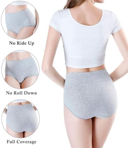 Women’s Modal Underwear Soft High Waist Briefs 4X-Large Black/Beige/Grey/White