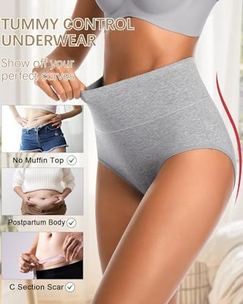 Tummy Control Underwear Womens High Waisted 3X-Large Multicoloured D – 5 Pack