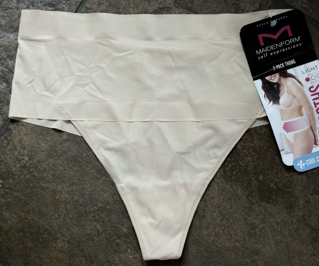 Maidenform Small Nude Smooth Cool Comfort High-Waist Thong Panties NWT#DMS080