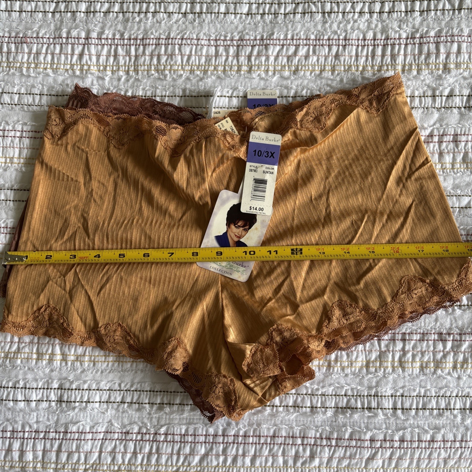 VTG NWT Delta Burke Womens Lace Hipster Panties 2pk Brown Black Size 10 3X