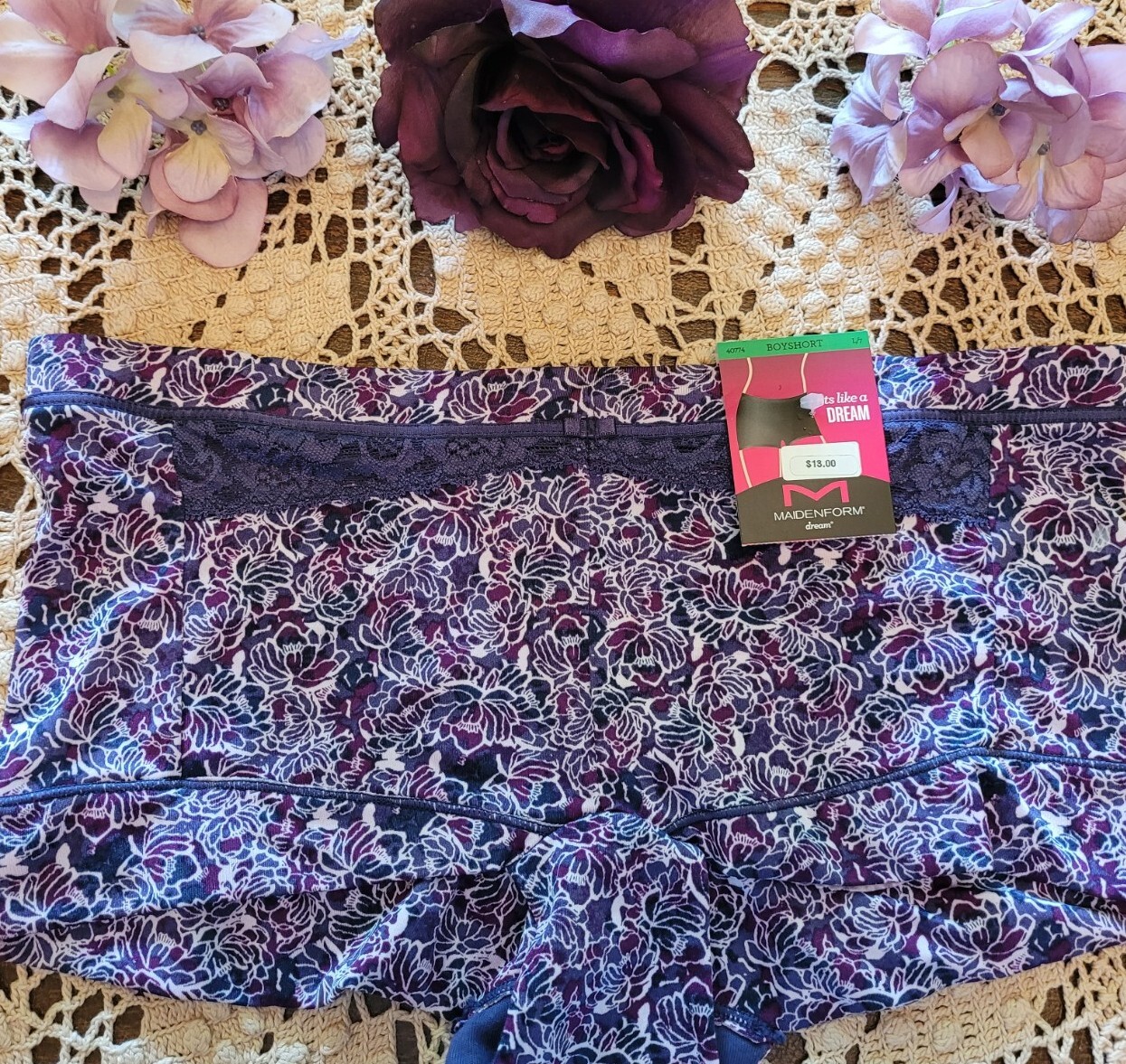 L/7 MAIDENFORM Fits Like a Dream Microfiber Boyshort Panty 40774 New With Tag
