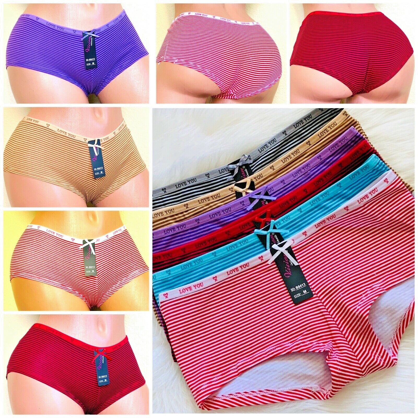 BOYSHORTS SHORTIE SHORT Sports 6 OR 12 Panties Undies 95% COTTON Gifts 8413 S-XL