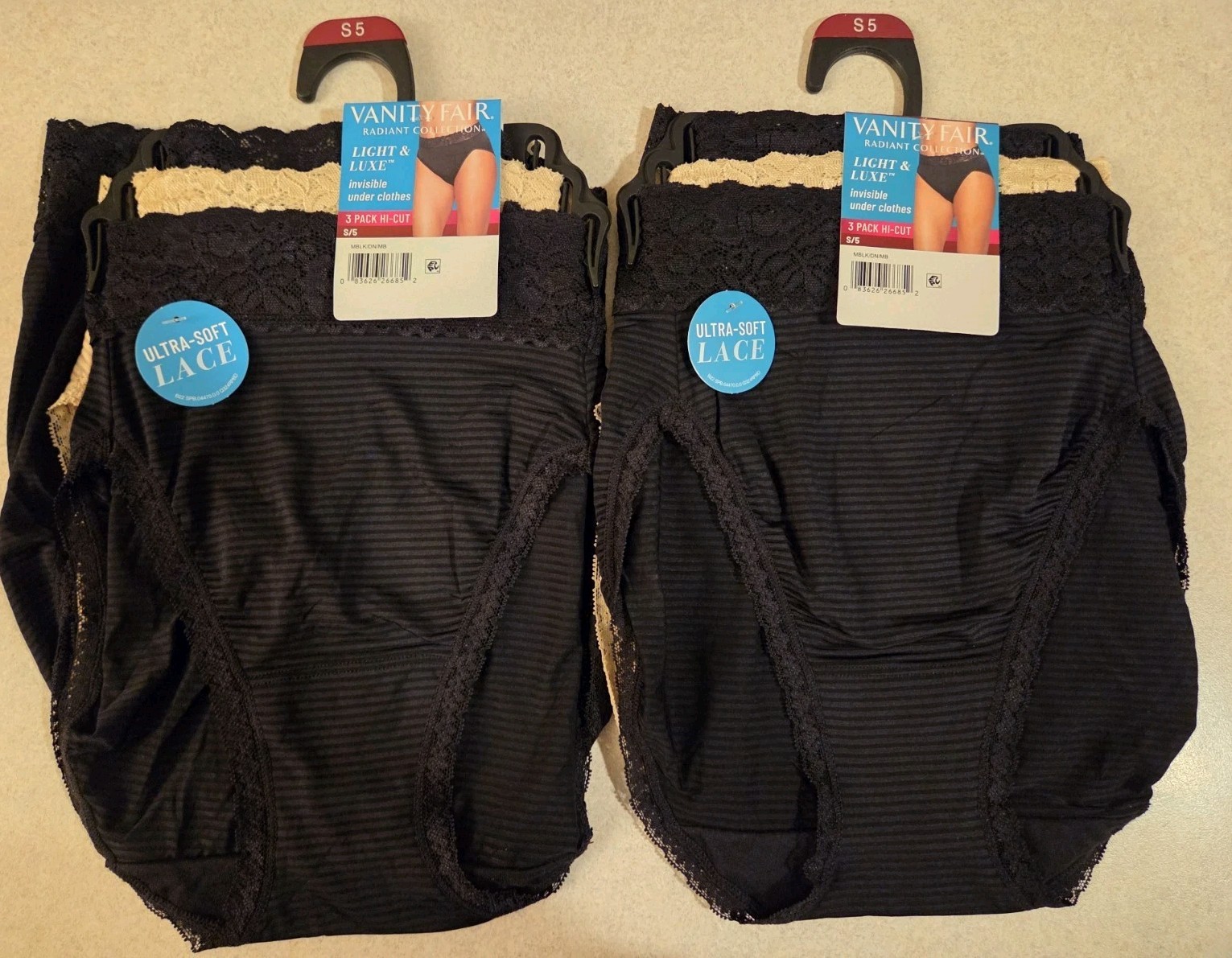 Vanity Fair Women’s SMALL 5 Light Luxe 6 PACK Hi-Cut Brief 3413136 Lace #101