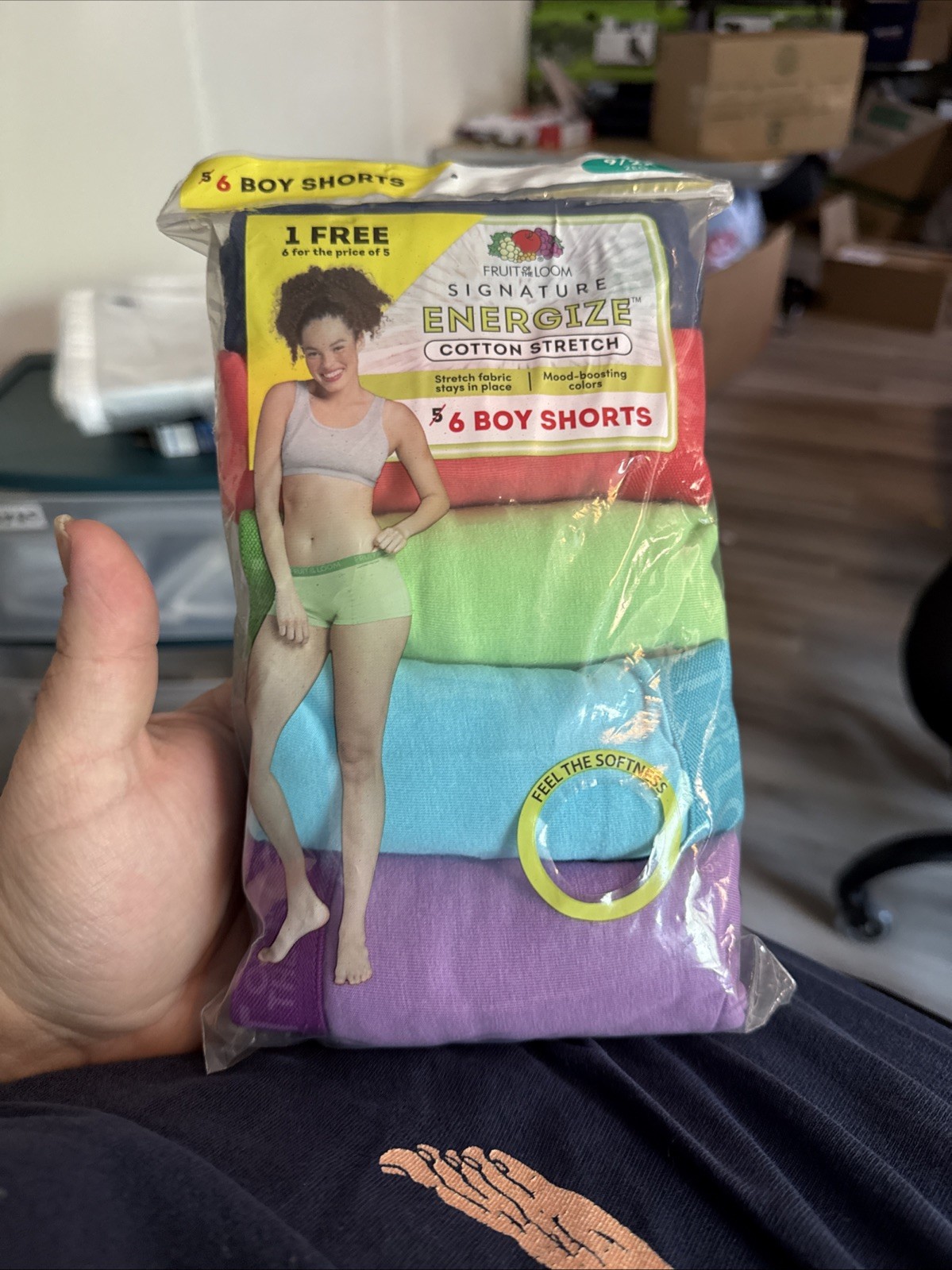 Fruit of the Loom SIGNATURE ENERGIZE BOY SHORTS 6PK Size 9/2x 94%Cot/6%Spandex