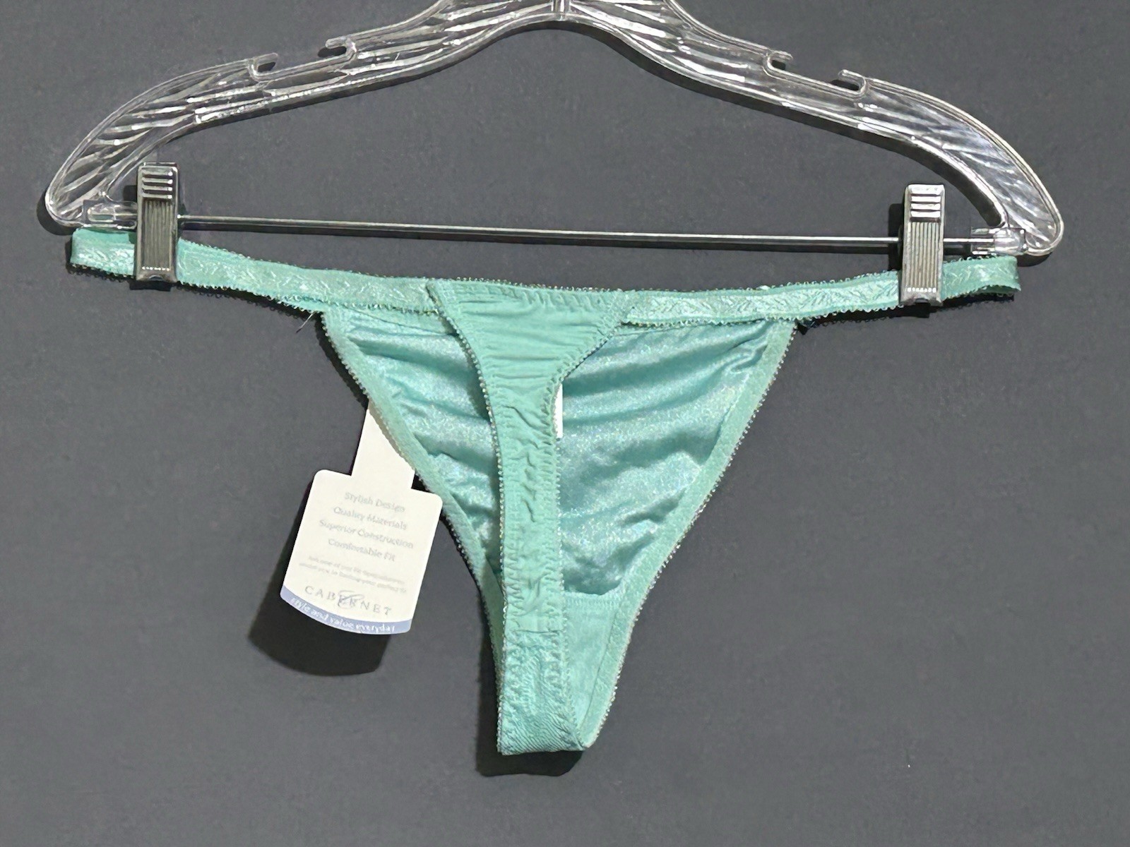 Cabernet G-String Thong Panty Sz XL Green Floral Jacquard
