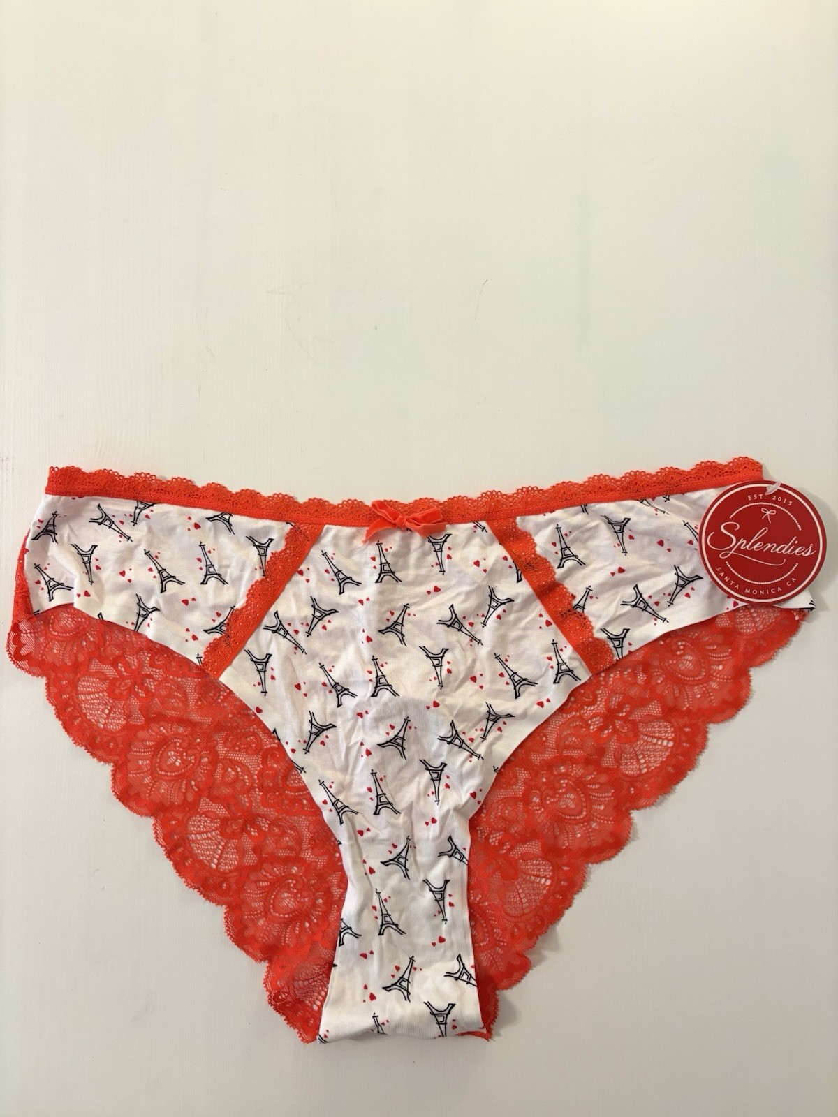 Women’s Splendies Eiffel Tower I Left My Heart In Paris Lace Back Panties 1X NEW