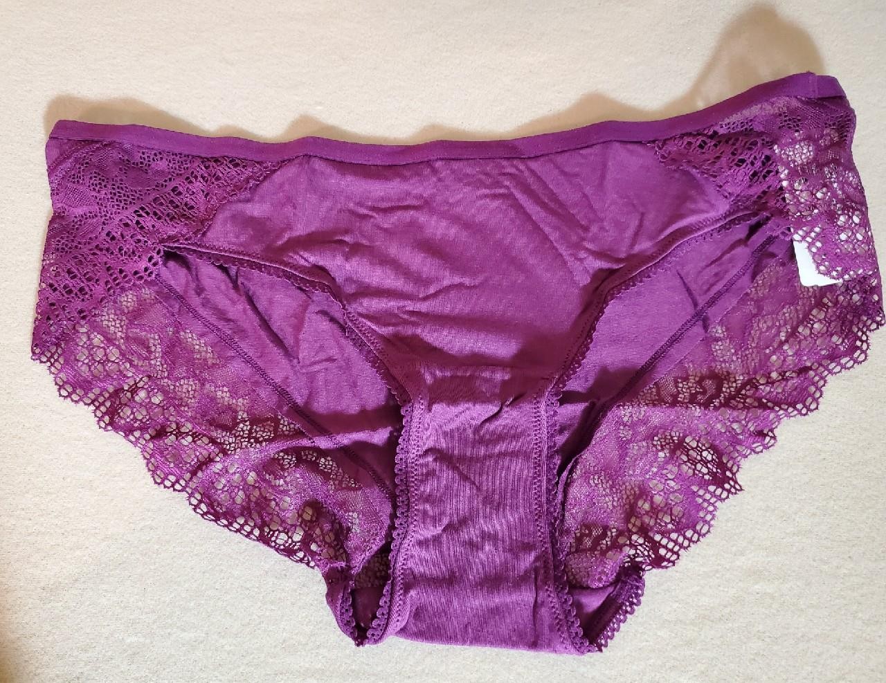 NWT SOMA EMBRACEABLE BIKINI PANTIES W LACE RAYON/SPDX 570310792 PURPLE L