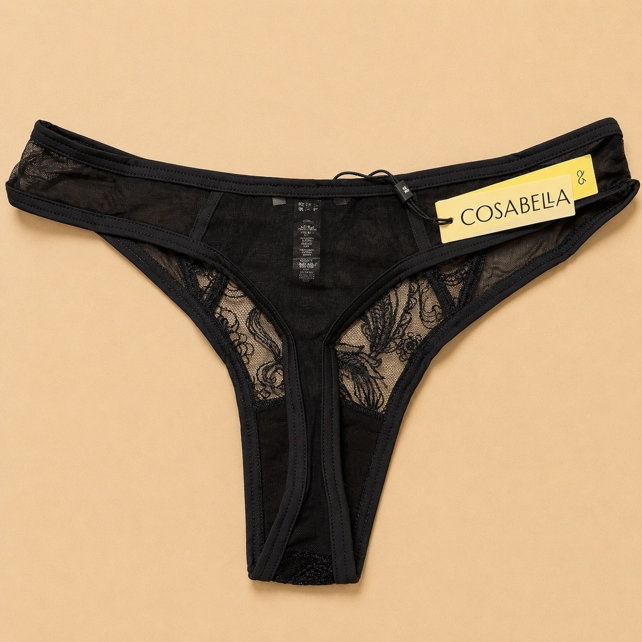 COSABELLA Sardegna Embroidered Lace Thong Black Size / S/M – NWT