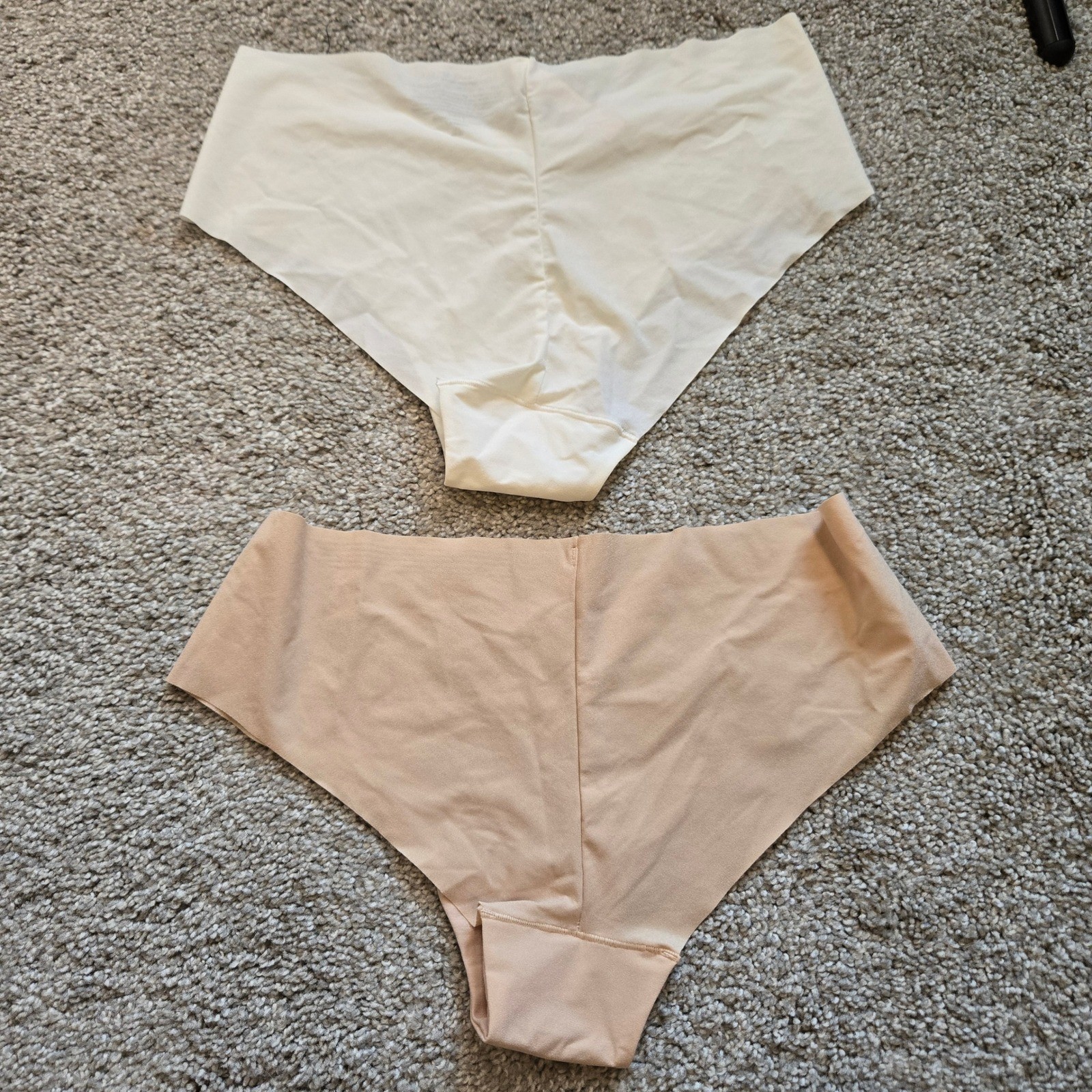 NWT Victoria’s Secret PINK Panty Set 2 Large Hiphugger Cheekster Seam Nude White