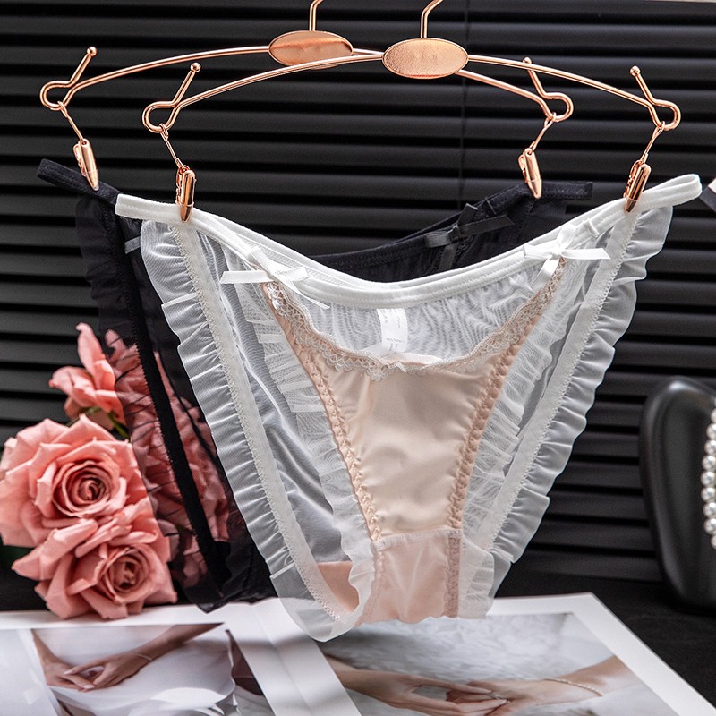 4 Pack Lot Sexy Womens Satin Panties Underwear See Through Sheer Briefs Lingerie