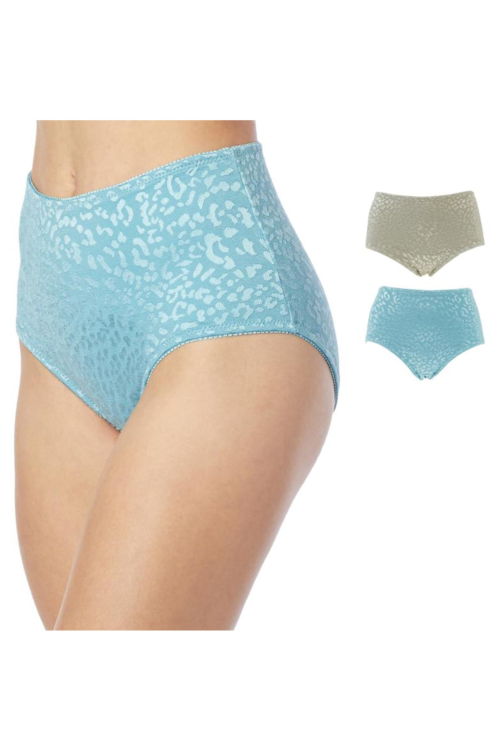 Rhonda Shear 2-pack Jacquard Smoothing Brief Khaki/Aqua