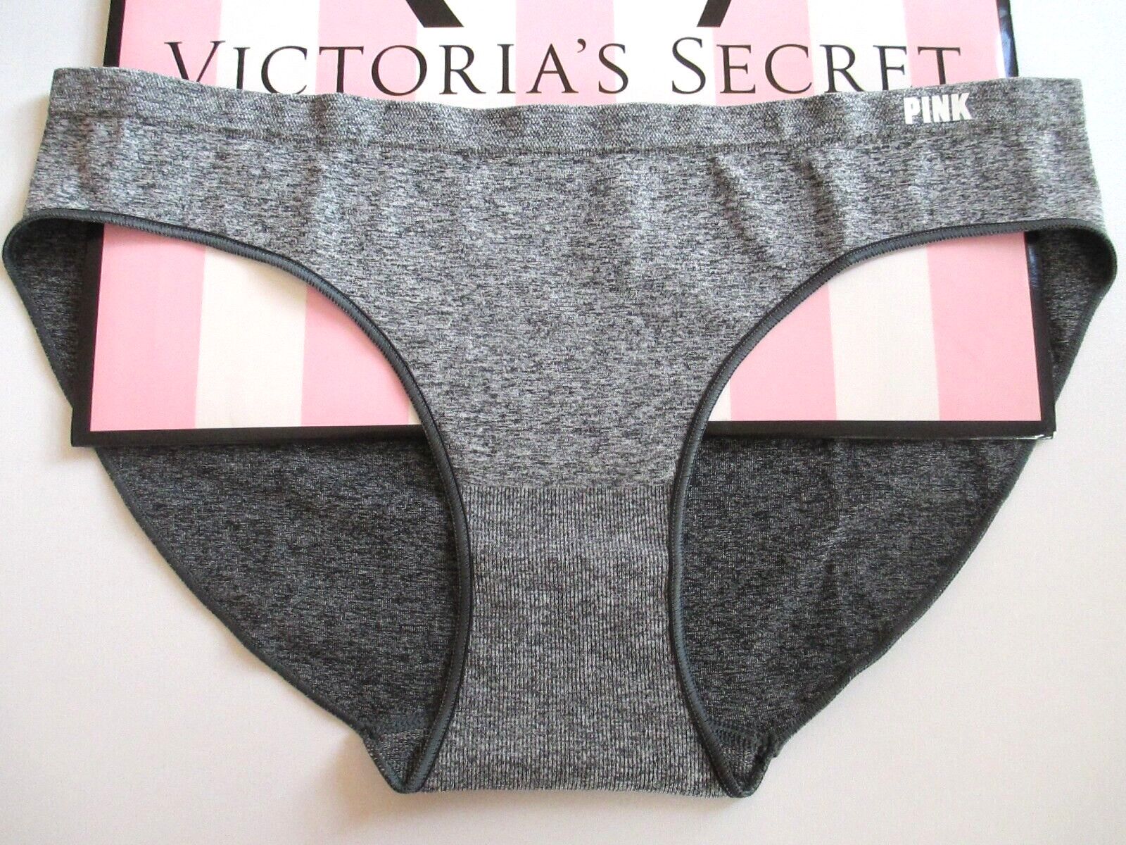 VICTORIA’S SECRET PINK Seamless Bikini Panty VS Charcoal Gray Marl S 2XL NWT