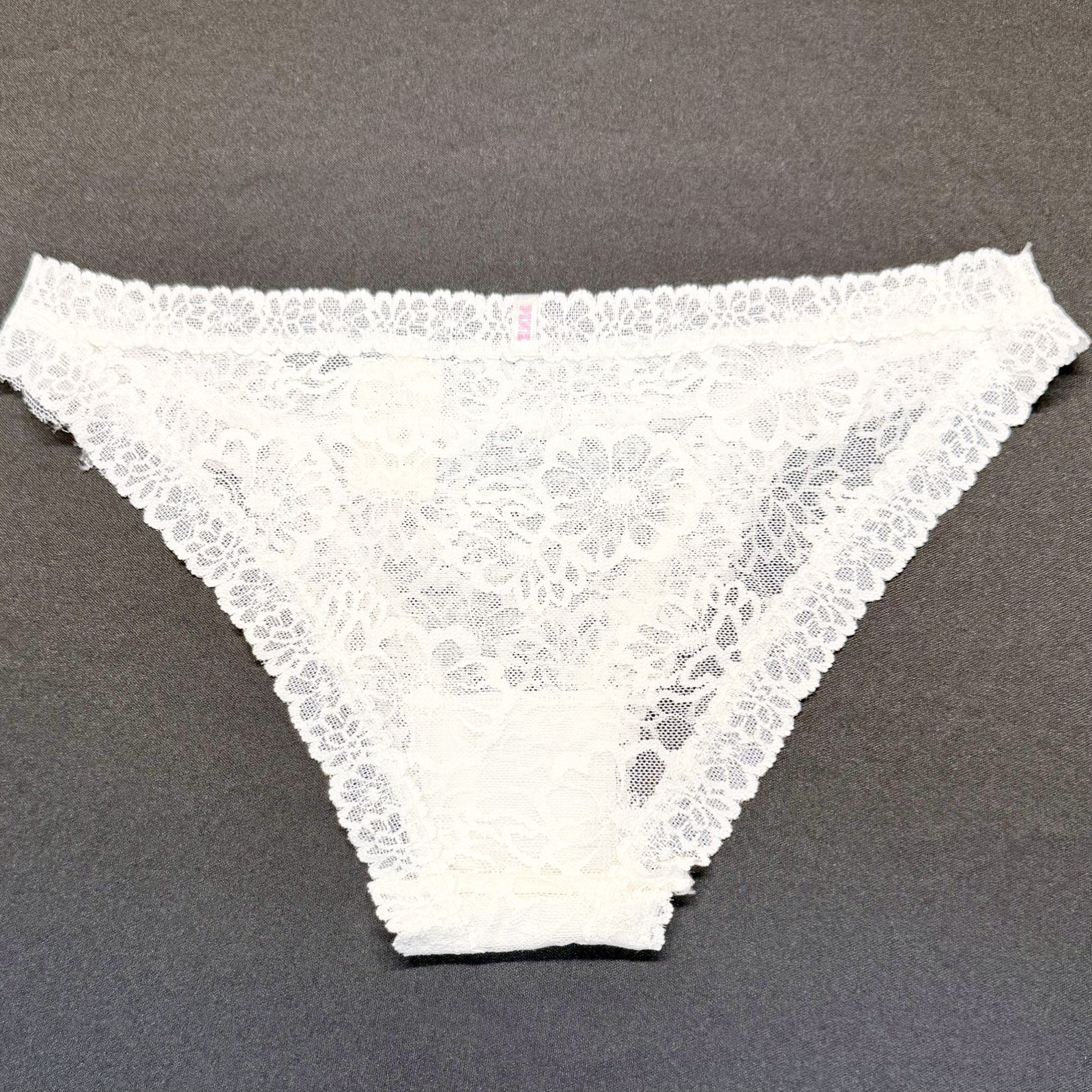 2016 VTG PINK by Victoria’s Secret White Lace Extra Low Rise Bikini Panties Med