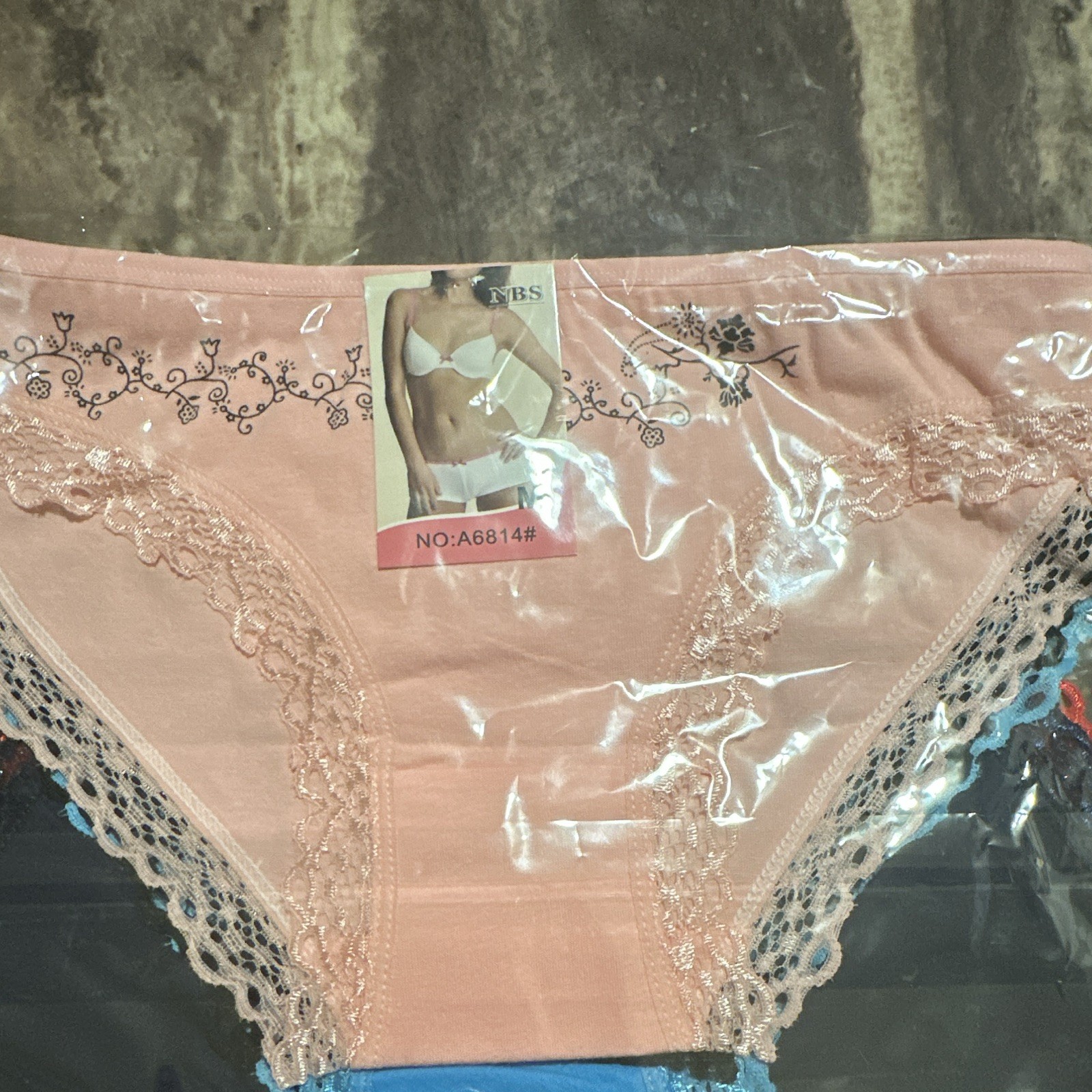 NBS Women’s Lace Trim Floral Brief Panties Pink/Red 5 Pack Size M A6814#