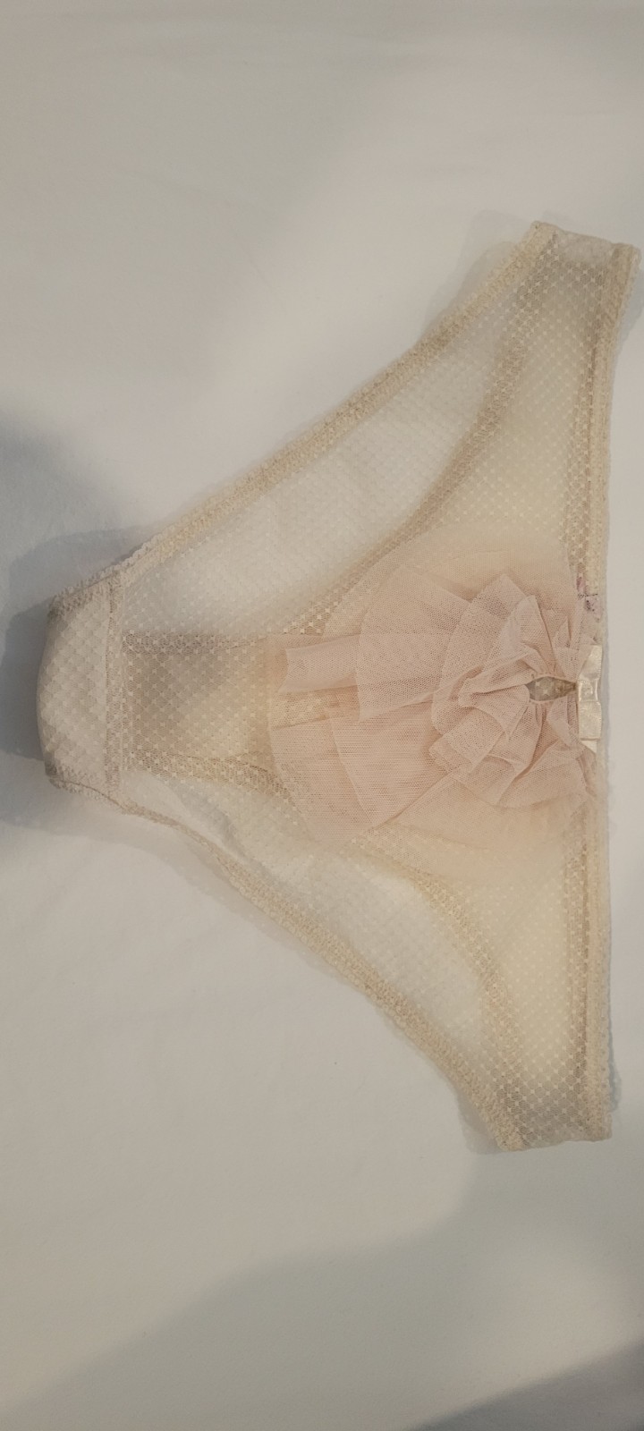 Victoria’s Secret Sexy Little Things Beige Lace Front & Back Bow Bikini Panties