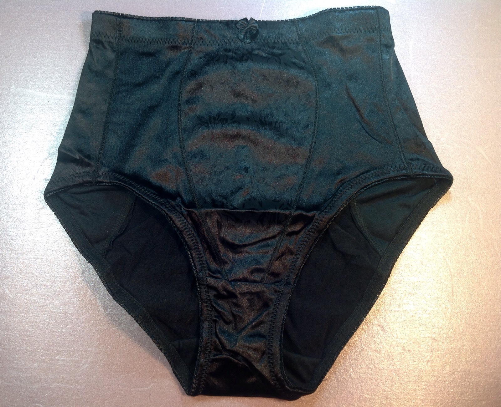 Women Panties,Briefs”Eva Cervantes”Size L. Black Soft shiny Satin W/decoration
