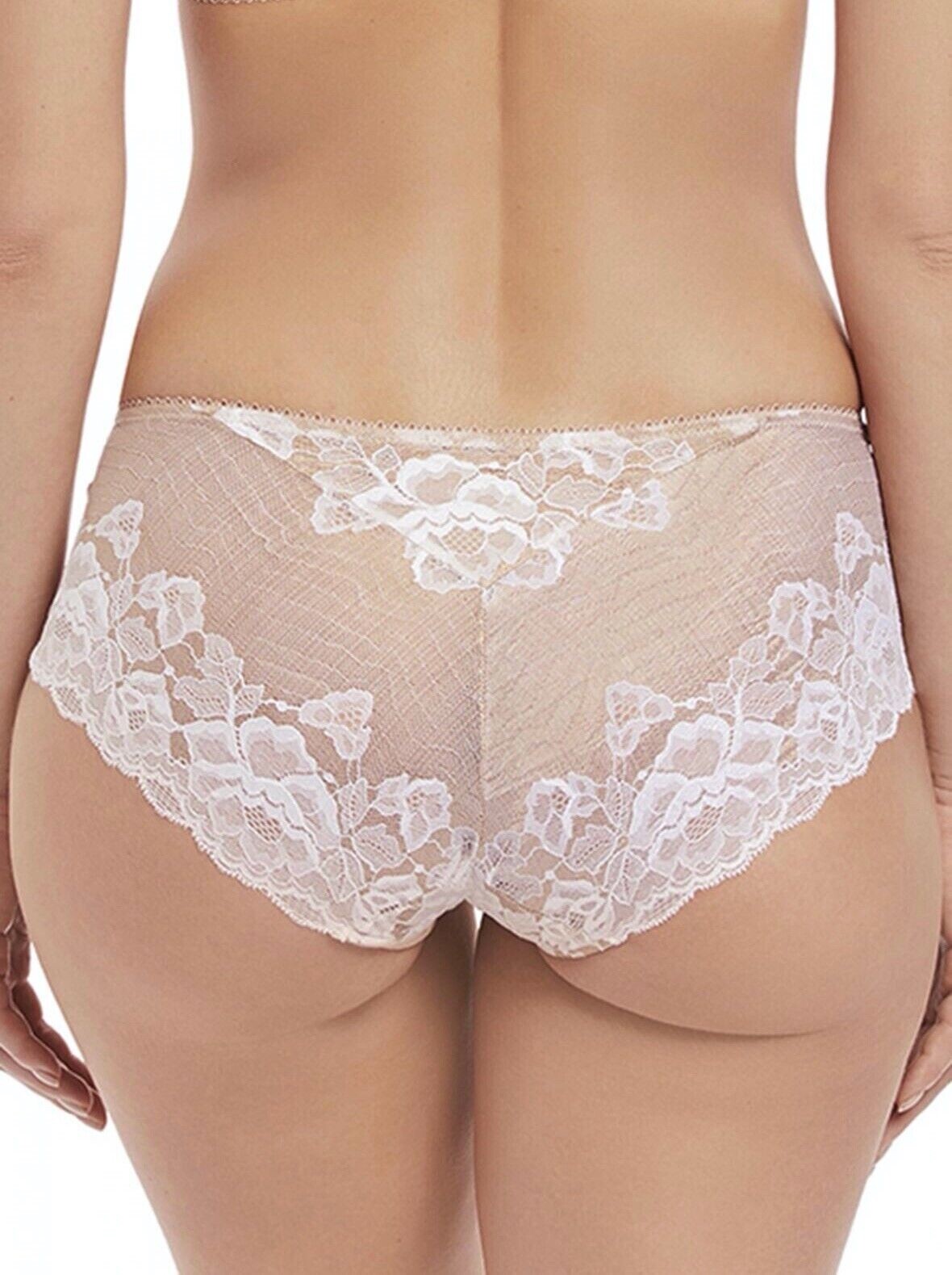 Fantasie Marianna Short Brief Latte Size M 12 14 Beige White Lace Knickers 9206