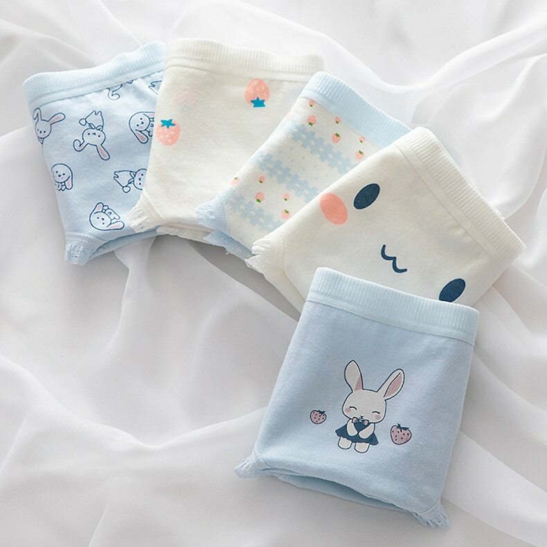 Kawaii Cute Style Cotton Panties Underpants Blue White Jpop Kpop Fashion Pantsu