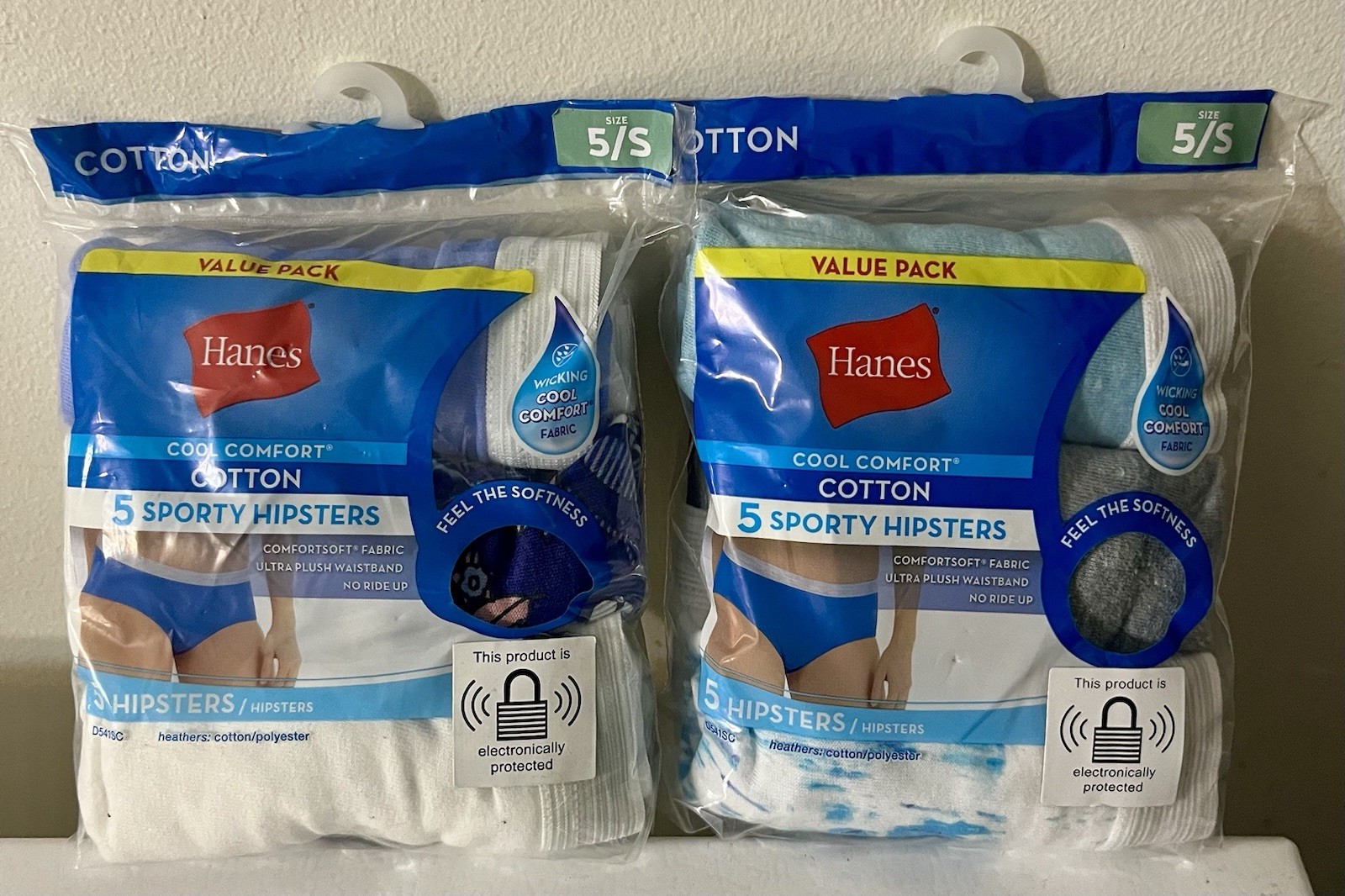 2 Pk / 10 Pair Hanes Cool Comfort Womens Sporty Hipsters Size 5 / Small