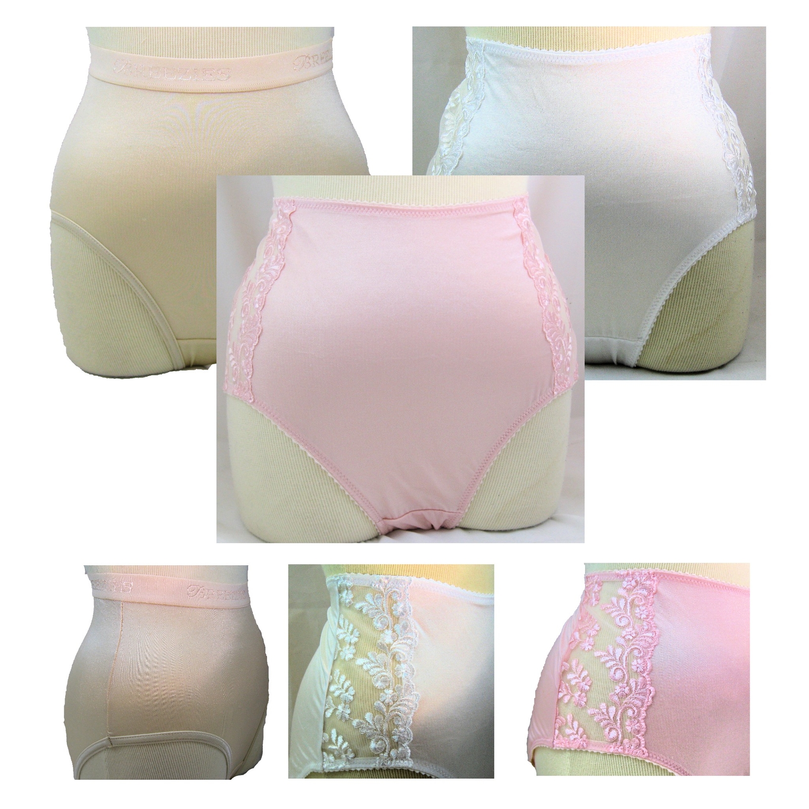 Breezies Solid & Lace Basic Color 3pr Full Cut Panty Set UltimAir A01345 Size 8