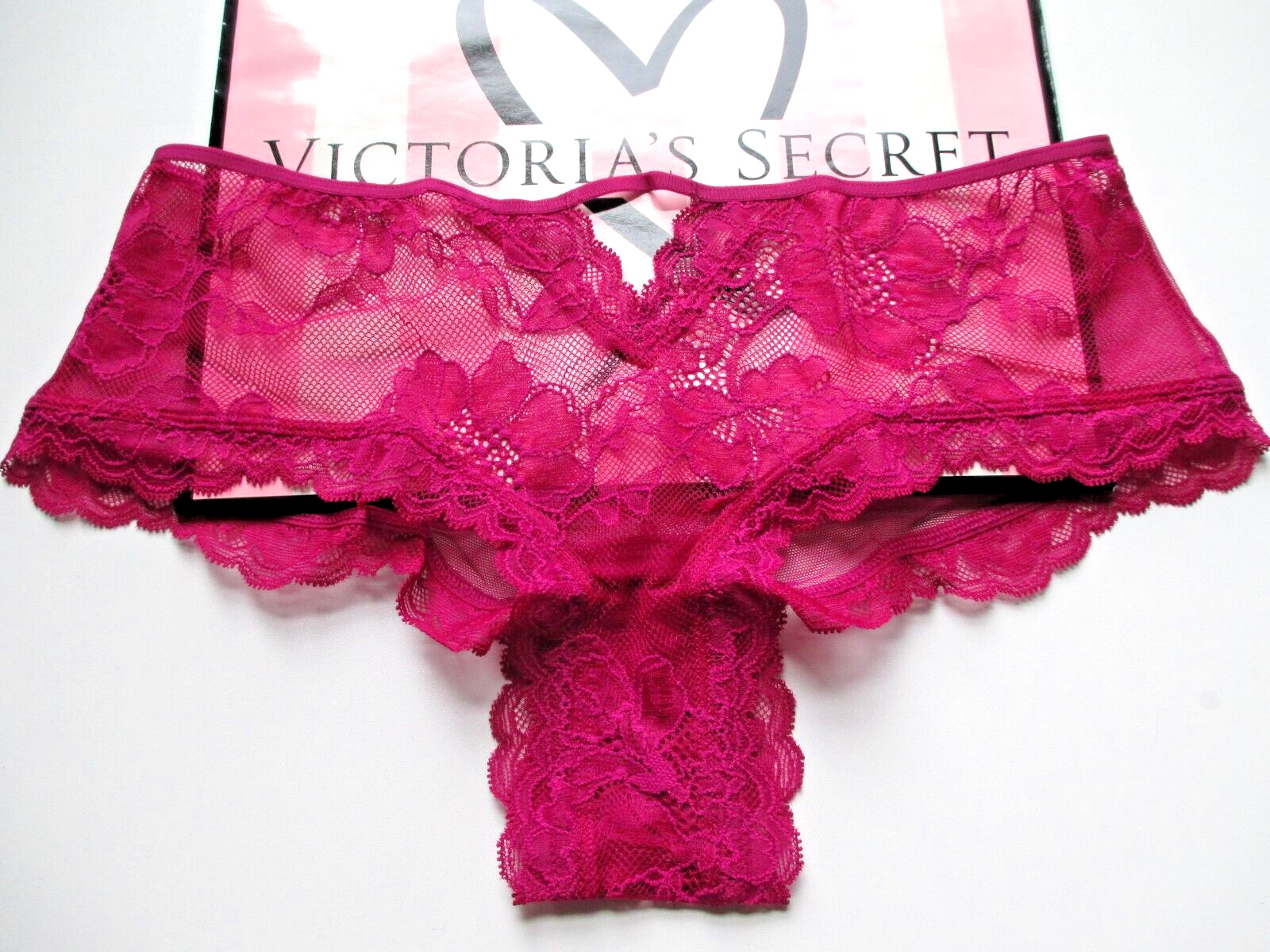 VICTORIA’S SECRET VERY SEXY Cheeky Panty VS Pretty Plum Pink Lace Mesh S SMALL