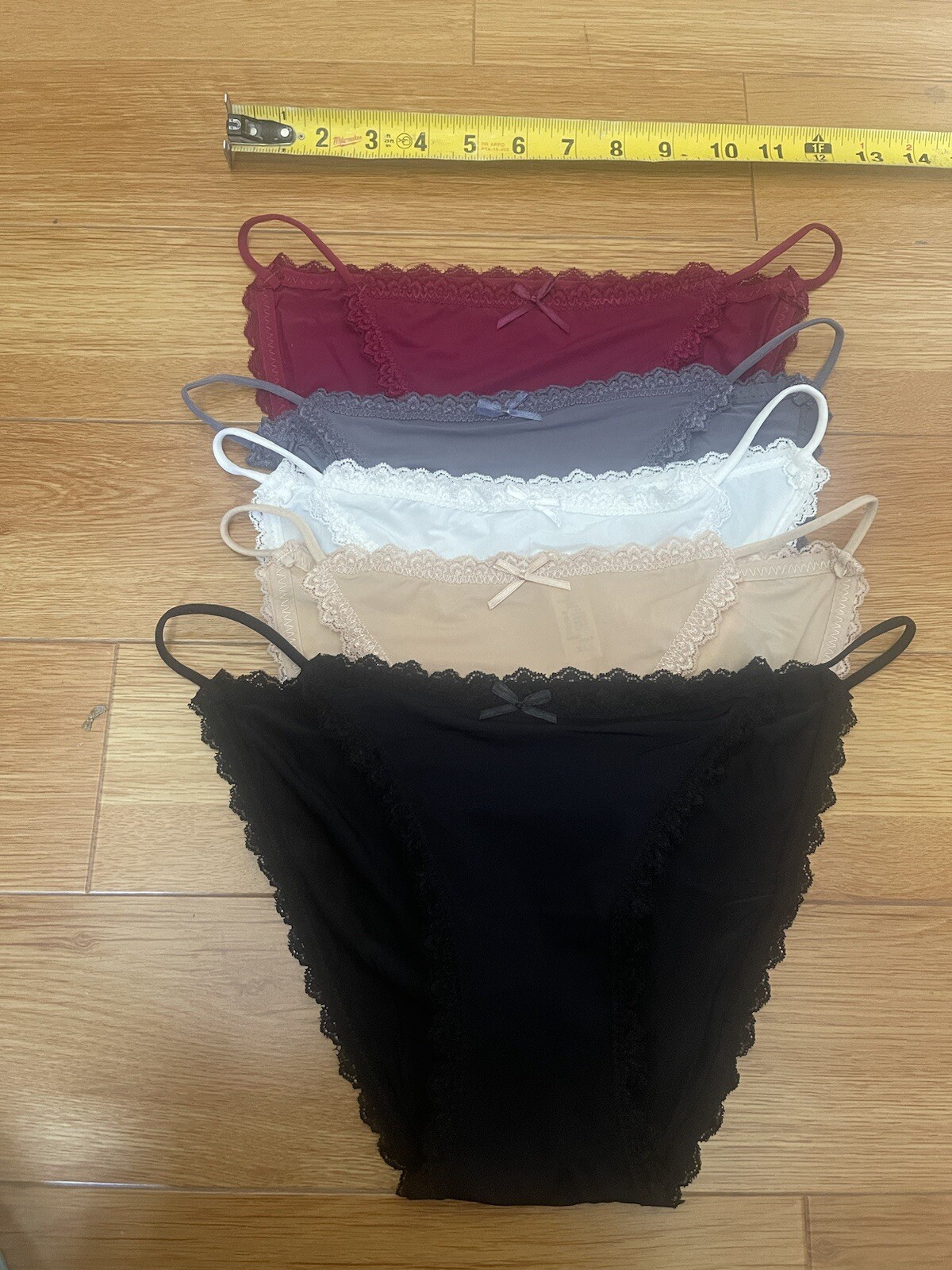 5pcs Contrast Lace Panties, XL Low Waist Stretchy Lingerie, Women’s