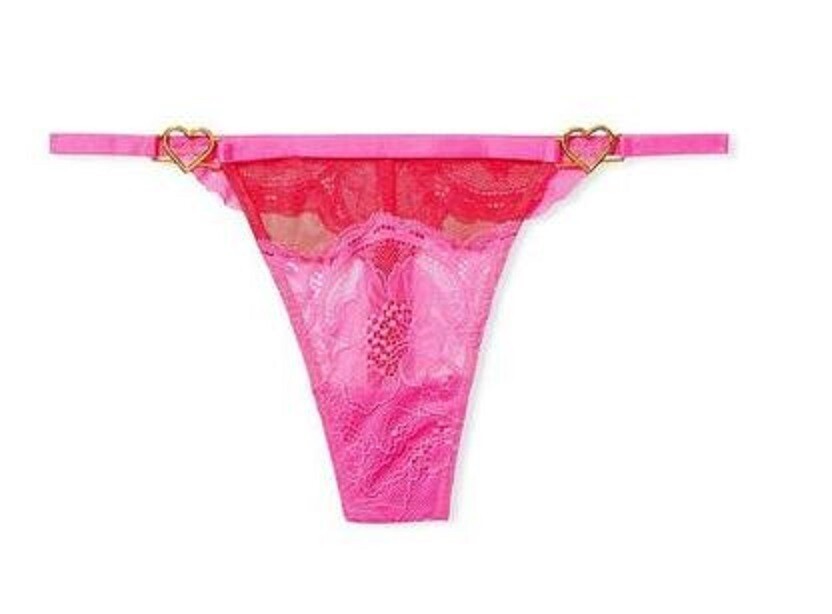 VICTORIA’S SECRET PINK HEARTWARE POST PINK THONG PANTY SIZE M