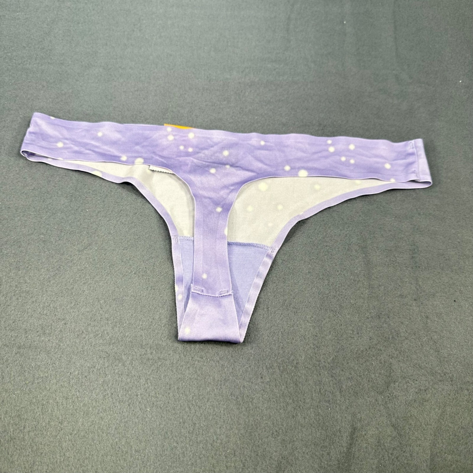 Auden Womens Size Medium 8-10 Thong Bonded Edge Purple/White Polka Dot New
