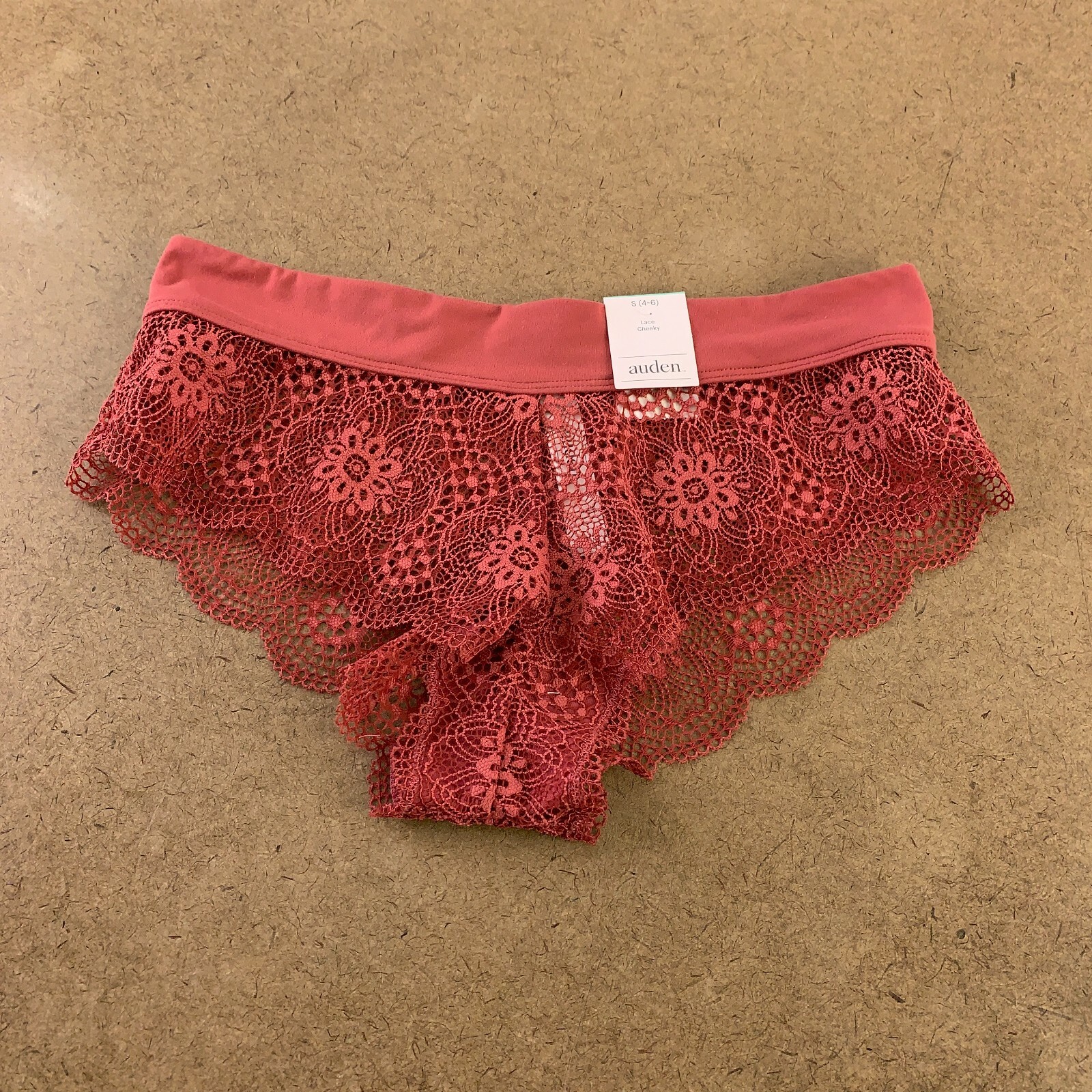 Auden Women’s Size Small (4/6) Rose Pink Lace Micro Waistband Cheeky Panty NWT