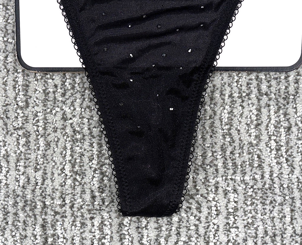 Victoria’s Secret Dream Angels NWT Medium Black Crystal Shimmer Thong Panty Sexy