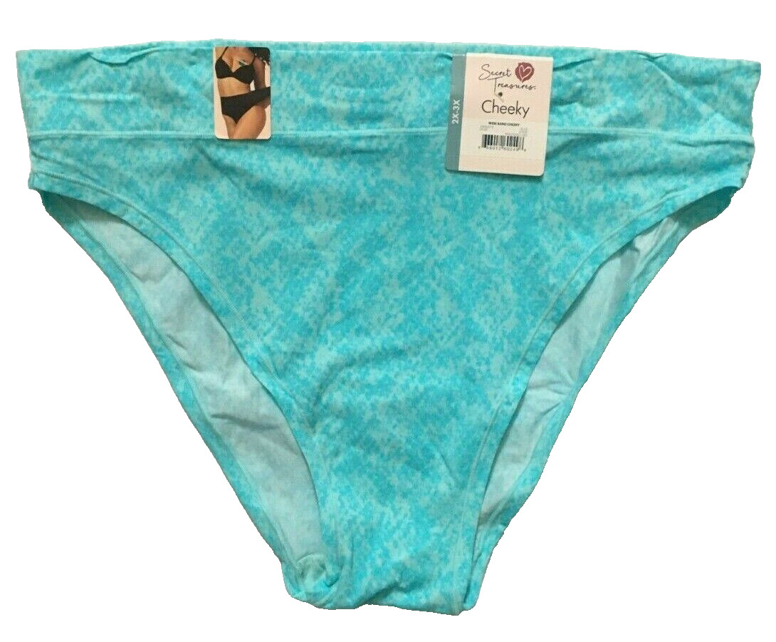 Womens Teal Blue Cheeky Panties Size 2X-3X Wide Band Super Soft 4 Way Stretch