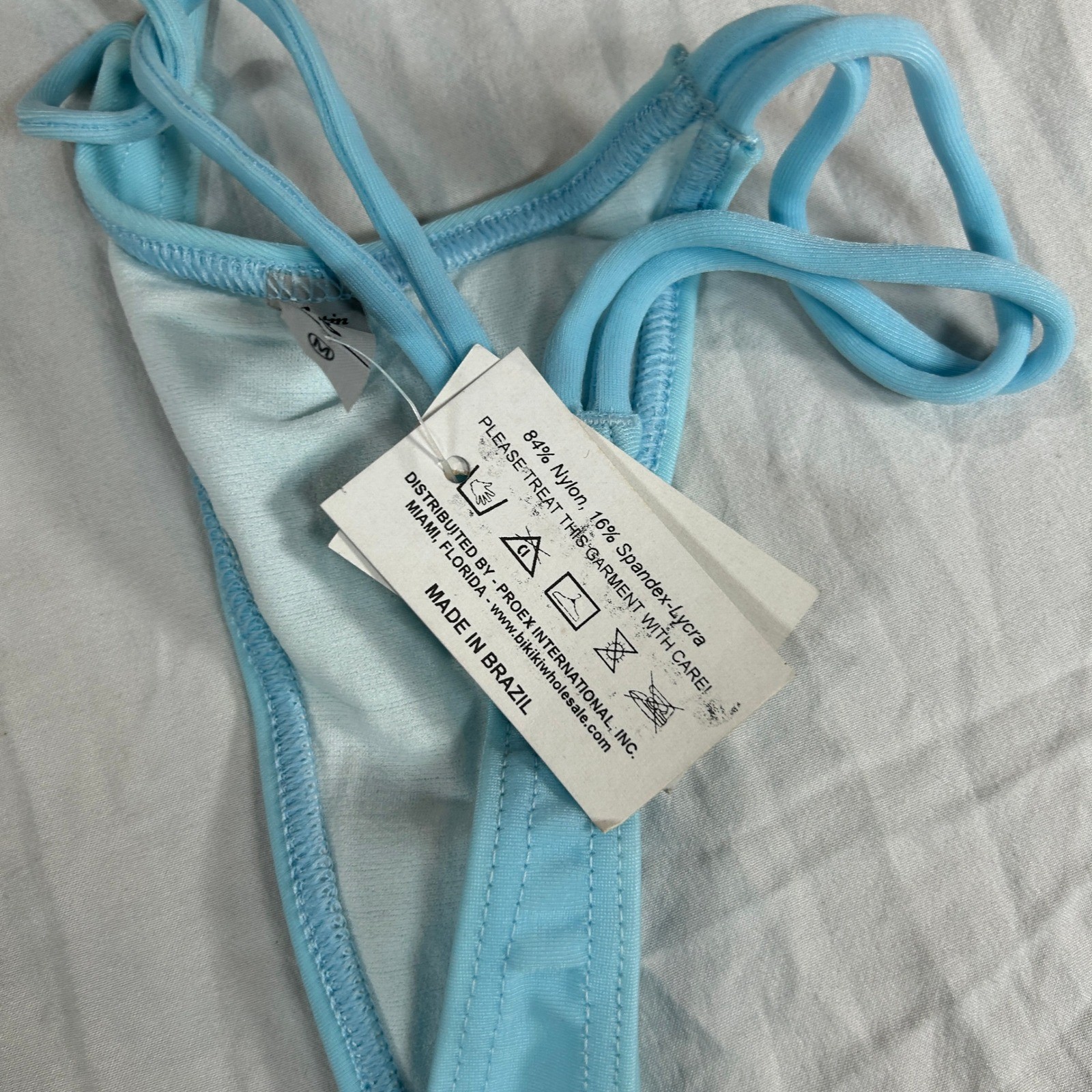 Latin Angel VTG Light Blue Dancewear Clubwear G-String Thong Made Brazil Medium