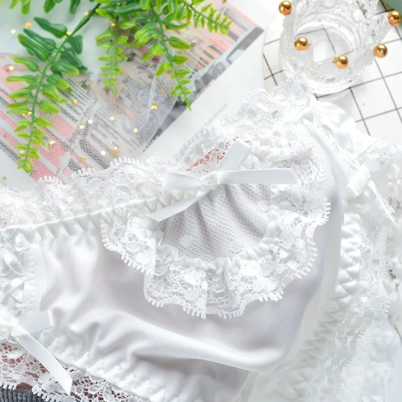 1pc Milk Silk Panties Low Waist Lace Cosplay Cartoon Style Cute Women Lingerie
