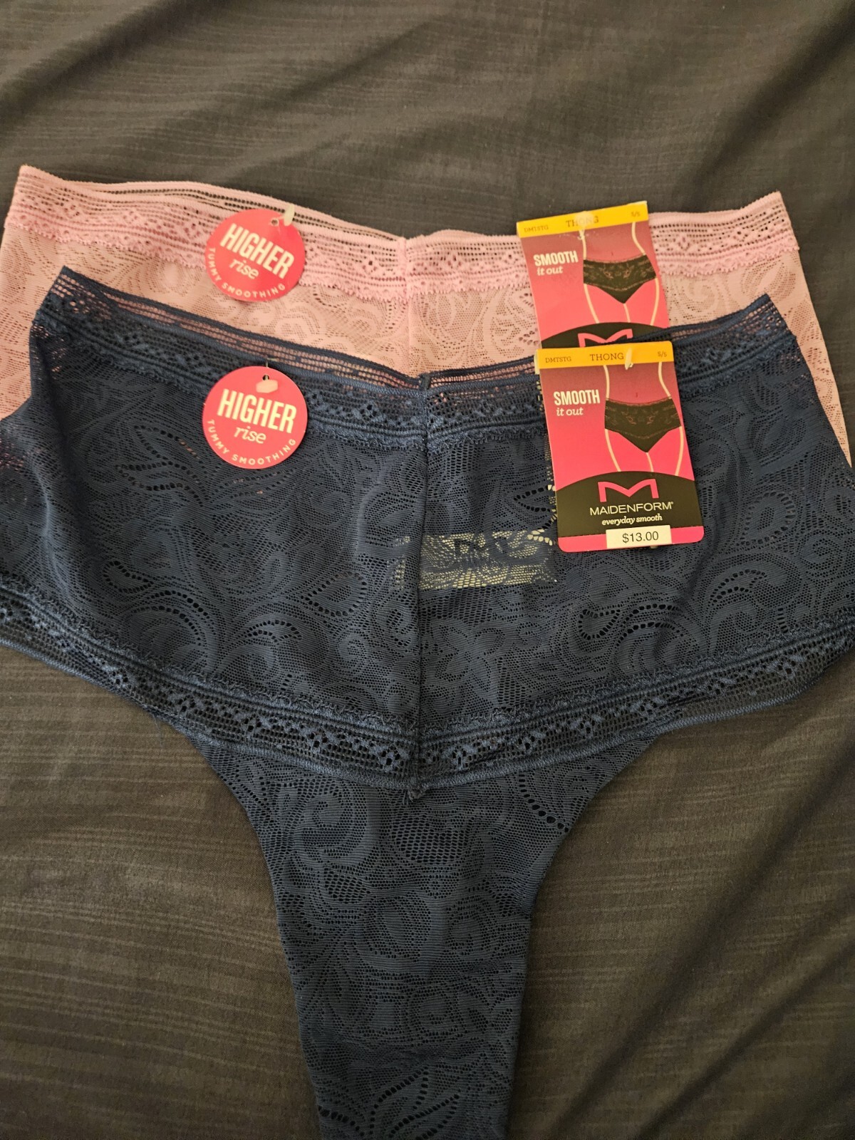 Maidenform Smooth It Out Lace Underwears Thong Panties Size S NWT 2 Pairs