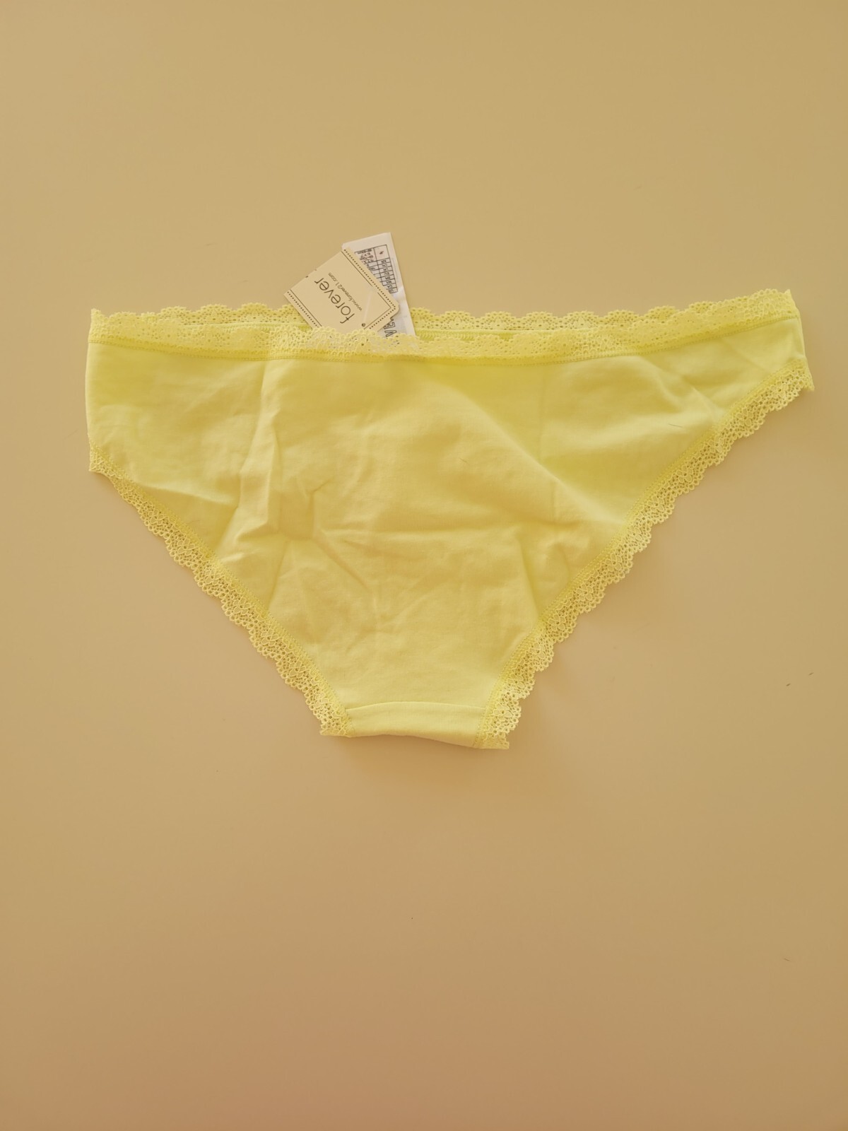 FOREVER 21 Boyshort Panty S small lace bikini cheeky booty bright yellow citron
