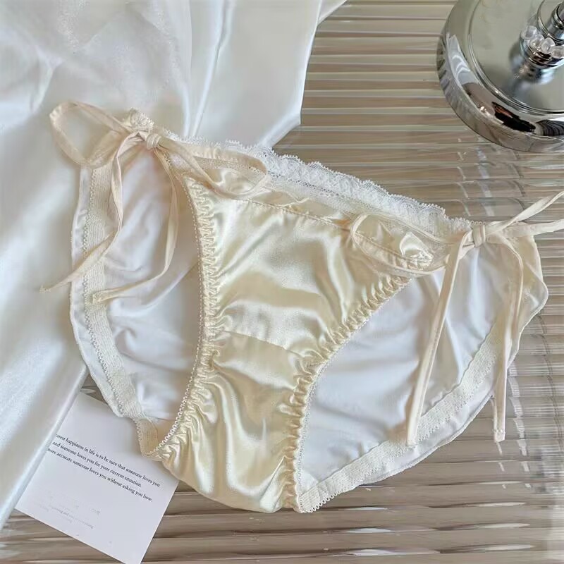 Japanese Princess Sweet Girls Womens Panties Briefs Strappy Faux Satin Underwear