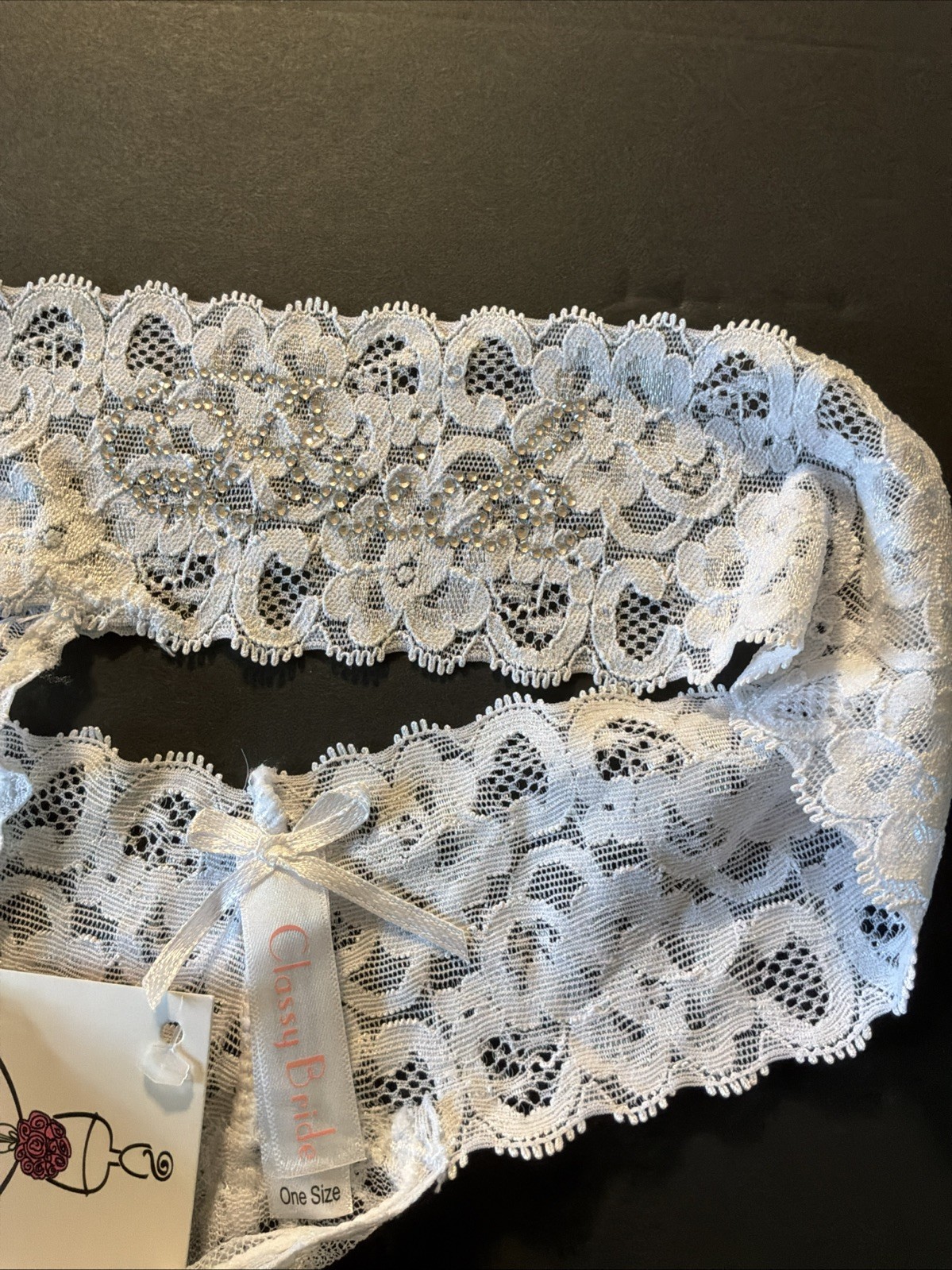 Rhinestone White Lace BRIDE Panty CLASSY BRIDE Lingerie ONE SIZE NWT Retail $24