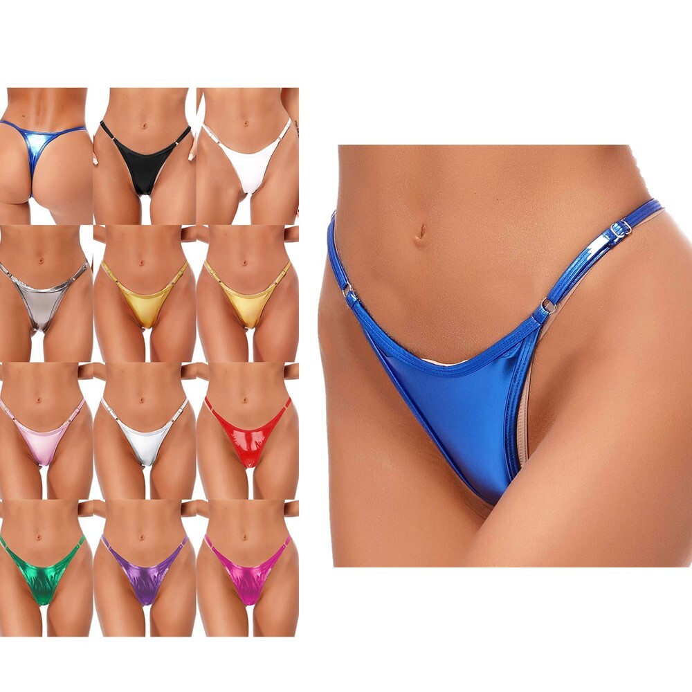 Womens G-String Thongs Nightclub Briefs Metallic Underwear Sexy Panties Bar