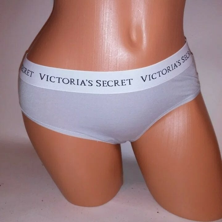 Victoria Secret Panty Hiphugger Medium Solid Gray Banded Logo Trim New
