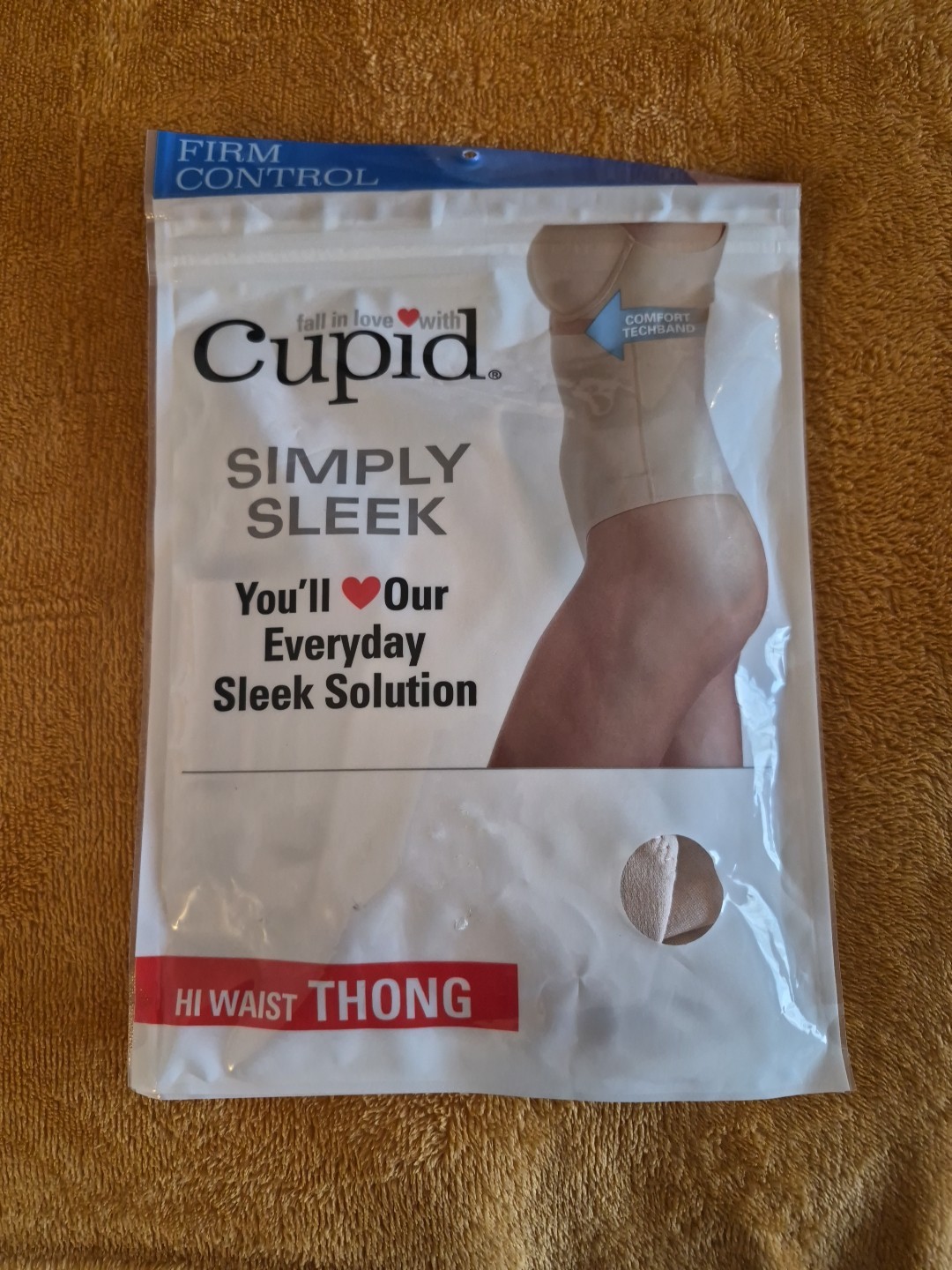 Cupid Women’s Simply Sleek Hi-Waist Thong Firm Control Beige Size LARGE 12/14