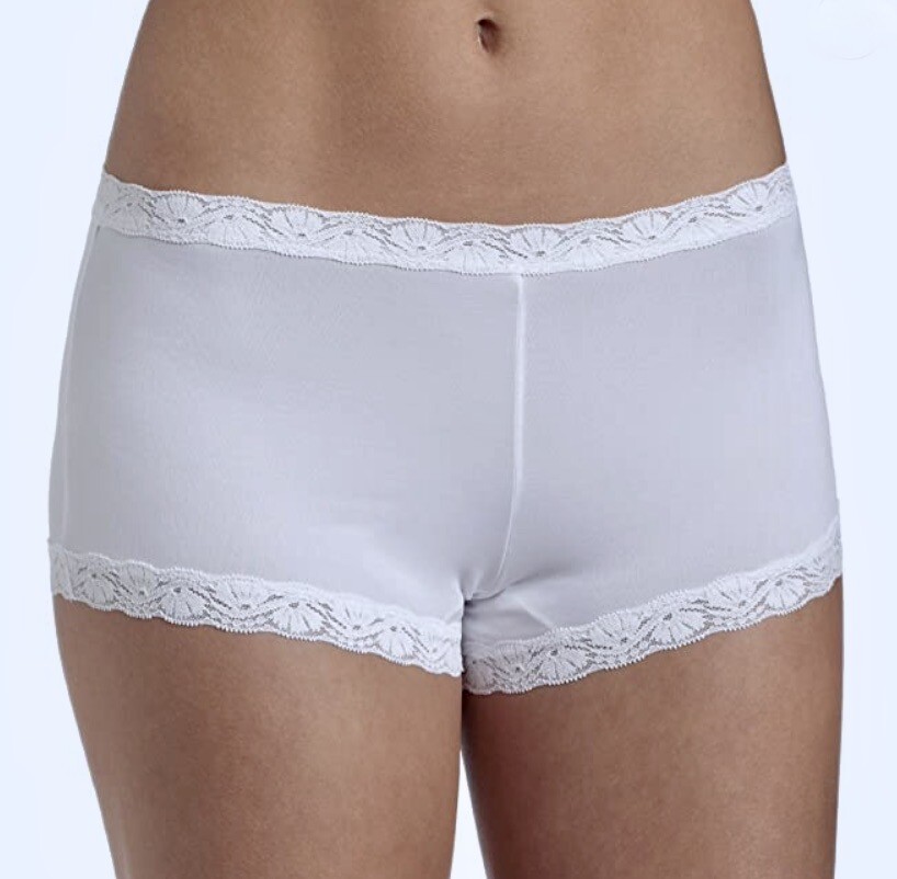 MAIDENFORM Fabulous Fit Classic Lace Trim White Boyshort Panty Womens S 5 XL 2XL