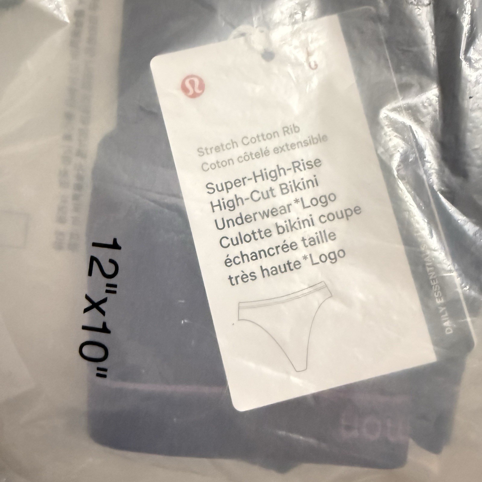 NEW Lululemon Stretch Cotton/Logo Super-High-Rise Bikini Underwear – Size L