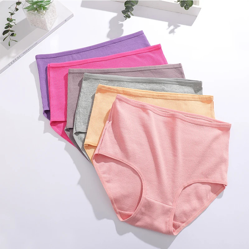 Cotton High Waist Panties Women’s Plus Size Soft Breathable Comfort Briefs 6 Pcs