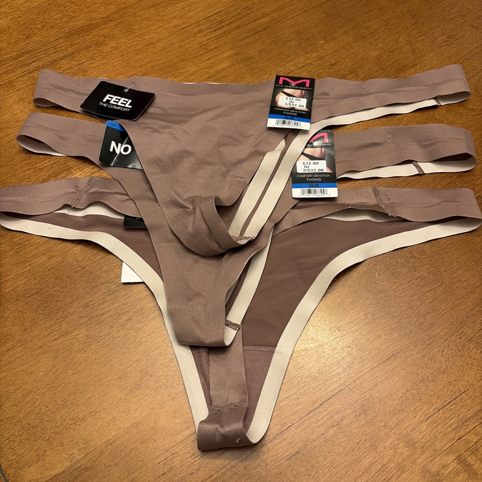 Maidenform 3 Pairs Comfort Devotion Thong Panties XL/8 NWT