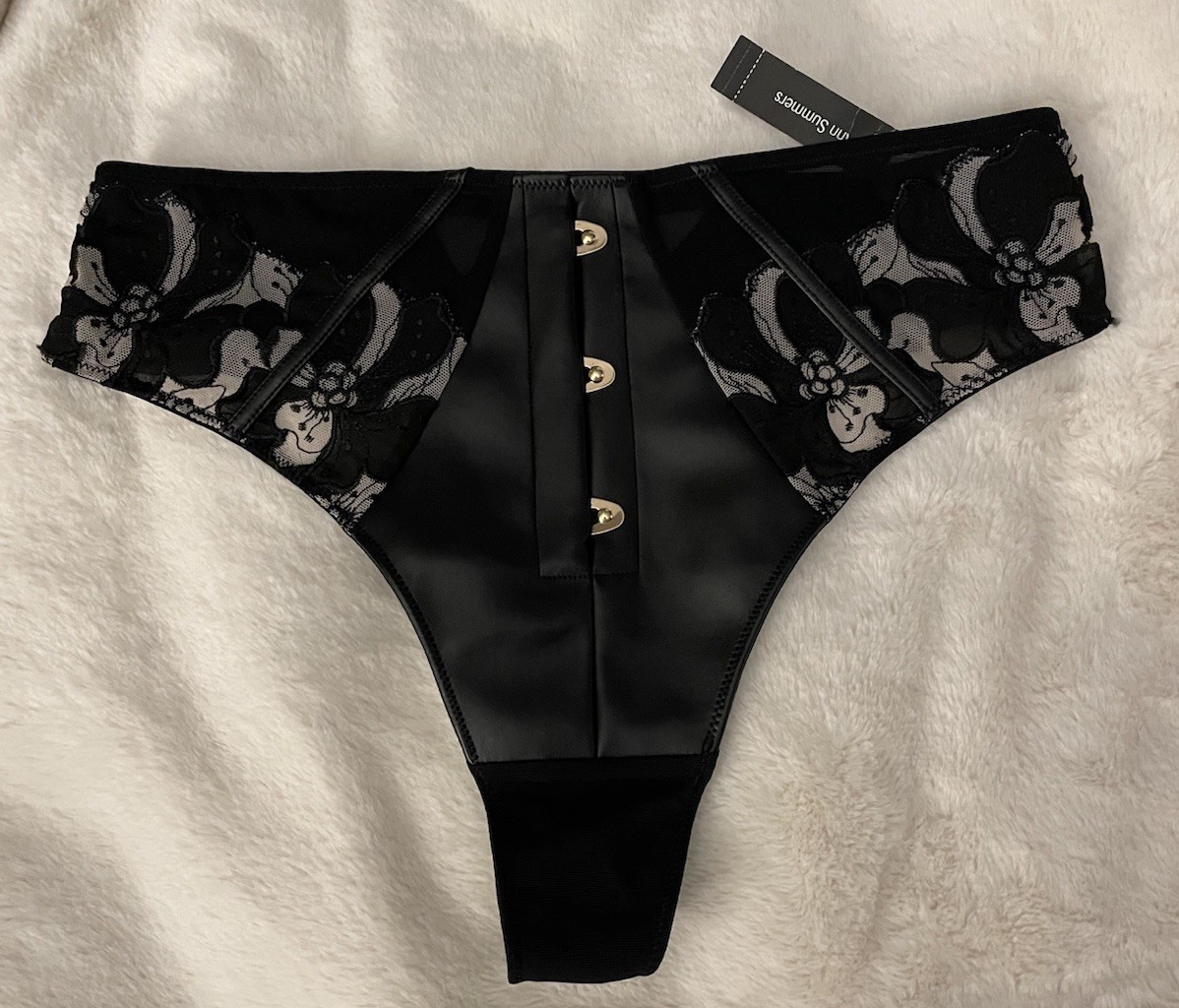 ANN SUMMERS .DARK SIDE – HIGH WAIST Thong SIZE 10 – New Tags – RRP £15 -Part PU