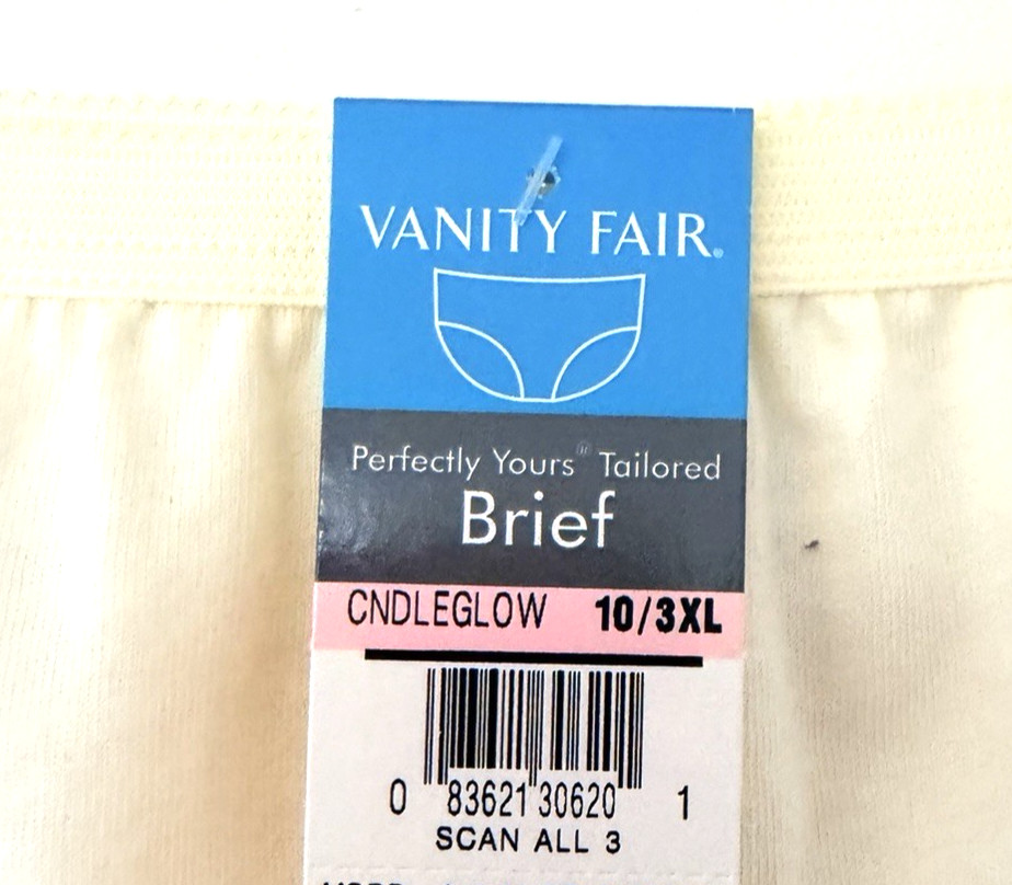 Vanity Fair Perfectly Yours Tailored Cotton Brief 15318 Pink/YellowY 10/ 3XL NWT
